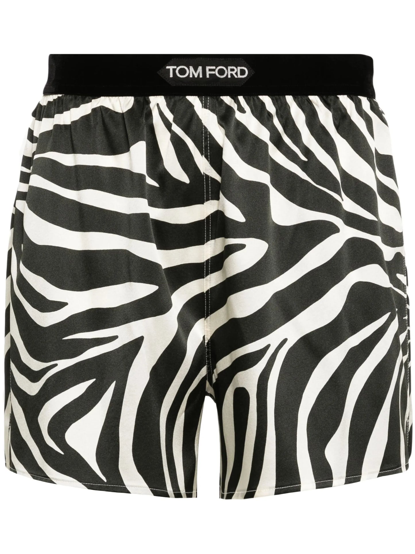 zebra-print satin shorts