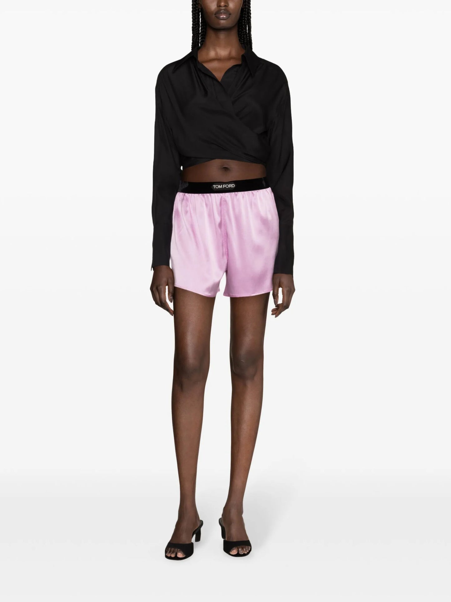 logo-waistband satin shorts