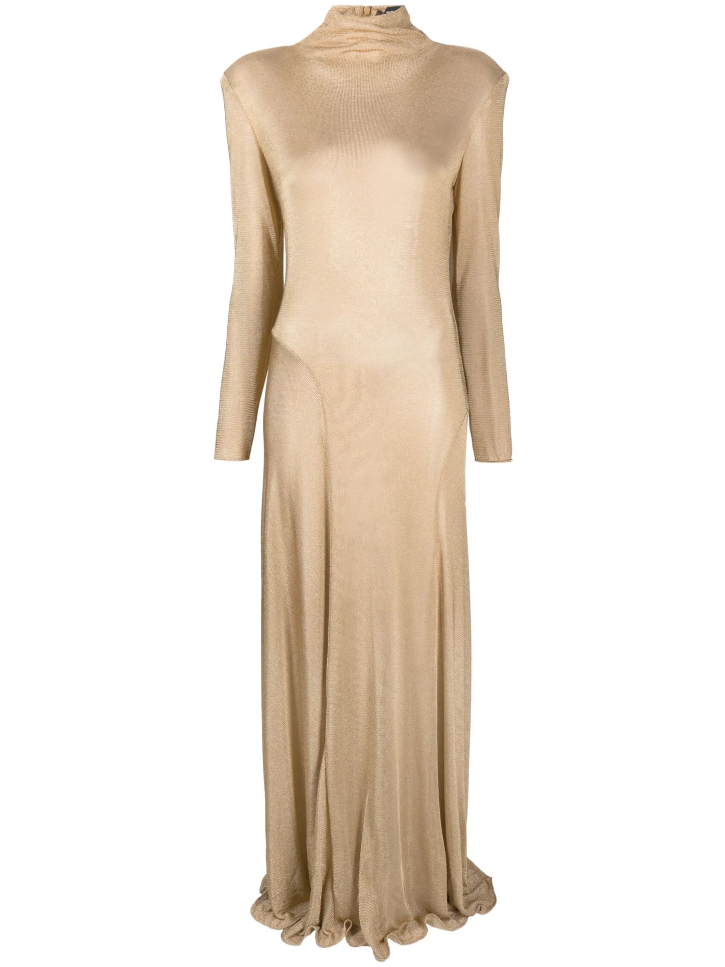 high-neck sheer-knit maxi dress