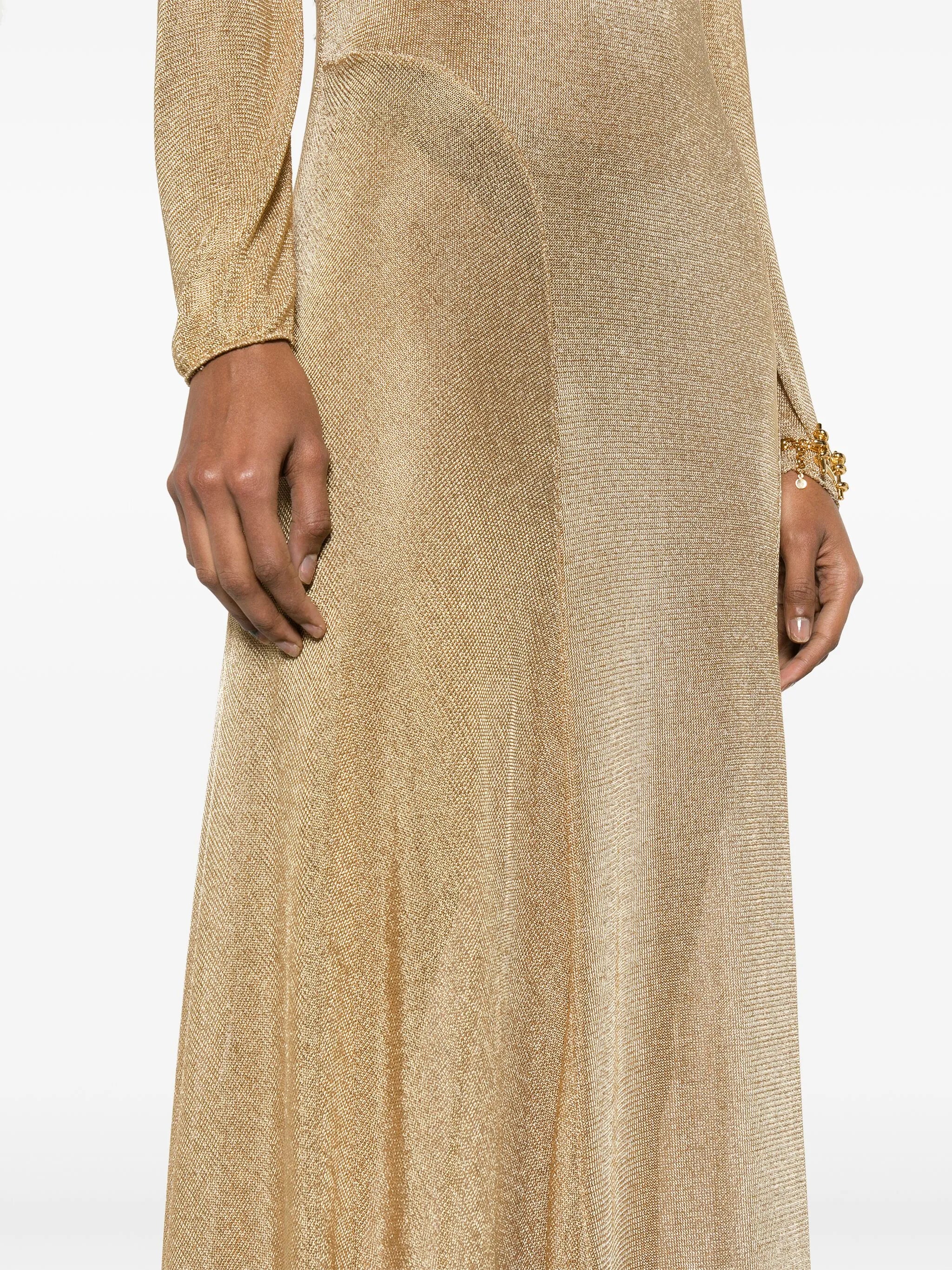 high-neck sheer-knit maxi dress
