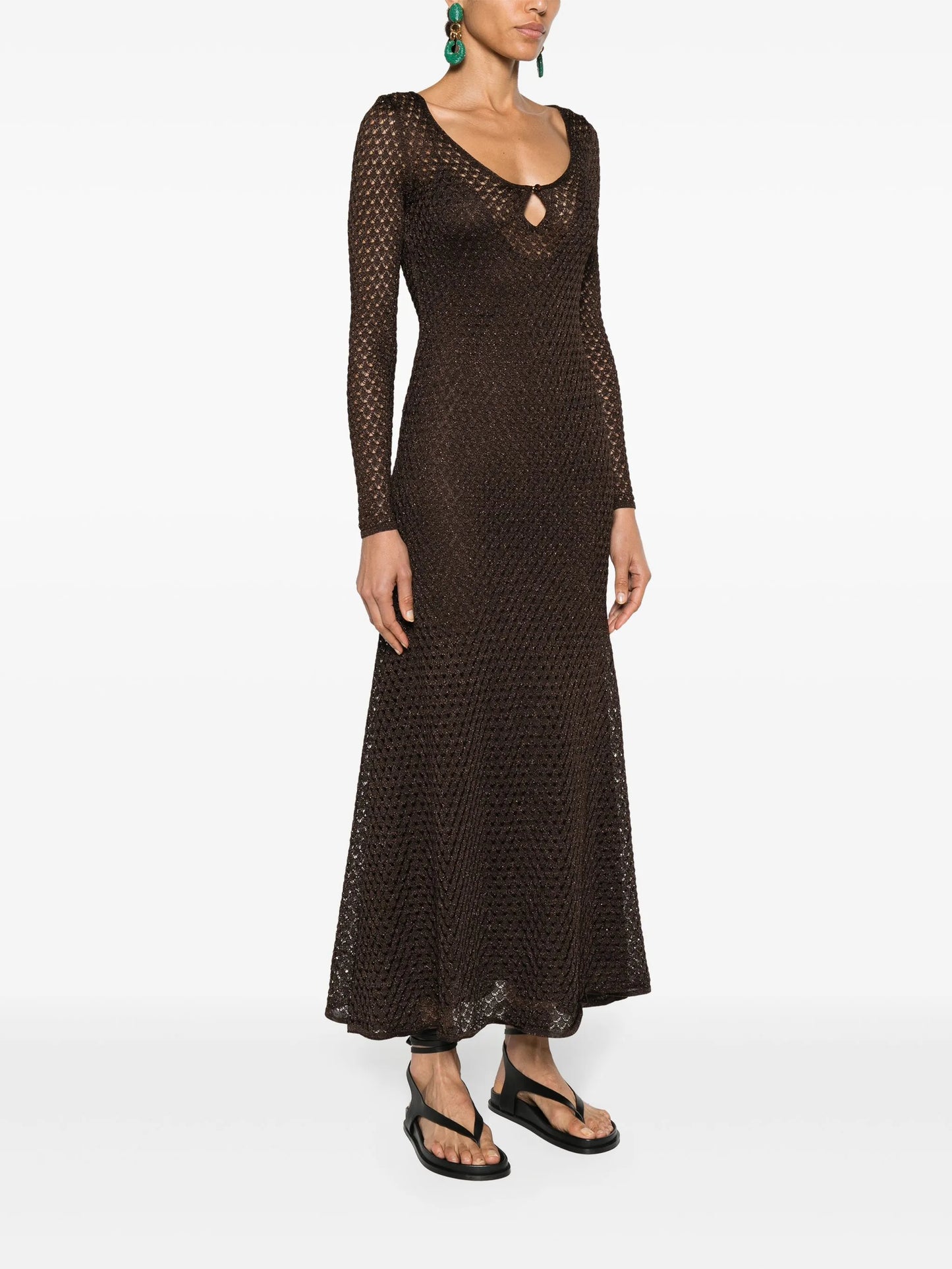 lurex-detailed knitted maxi dress