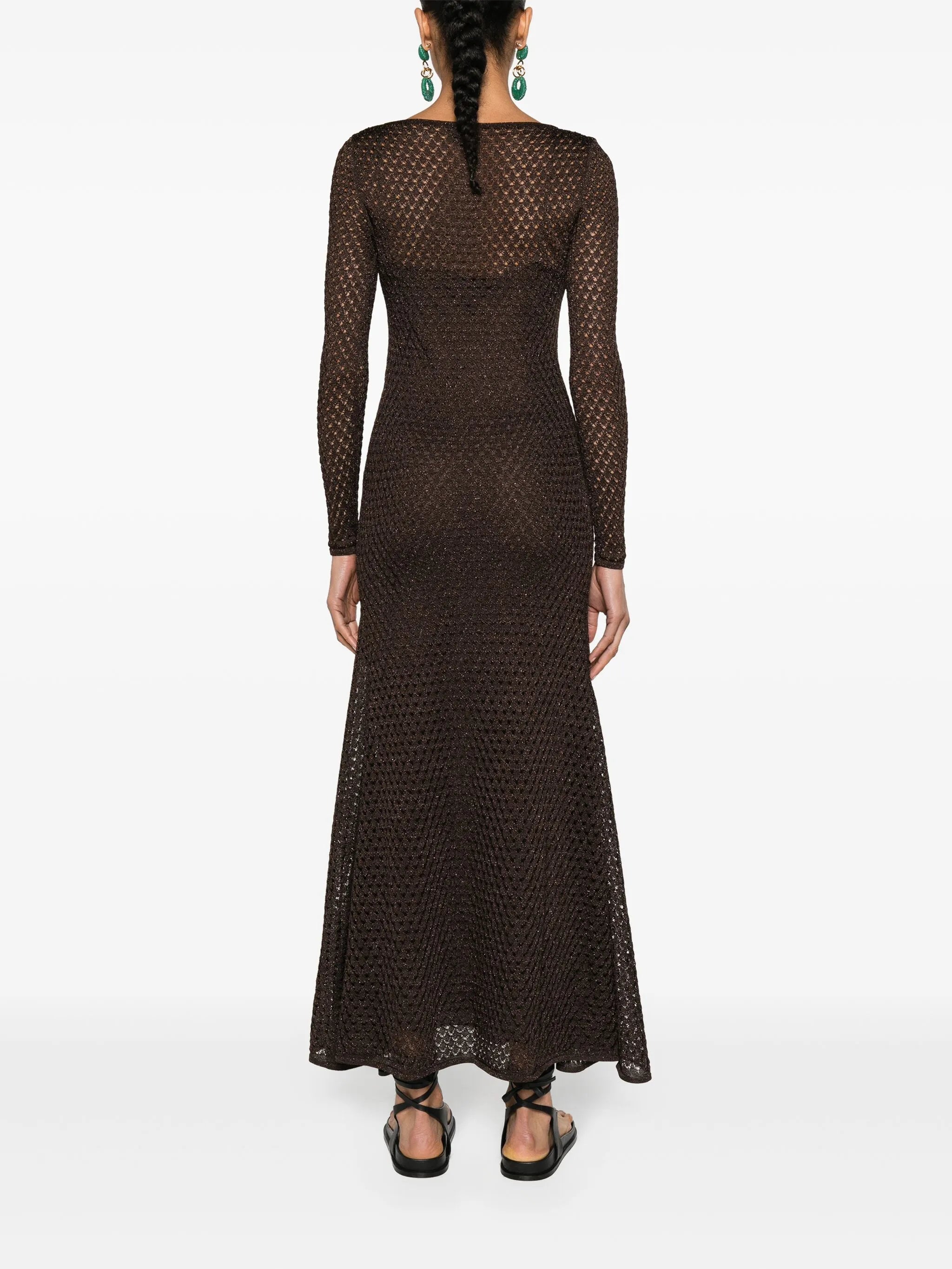 lurex-detailed knitted maxi dress