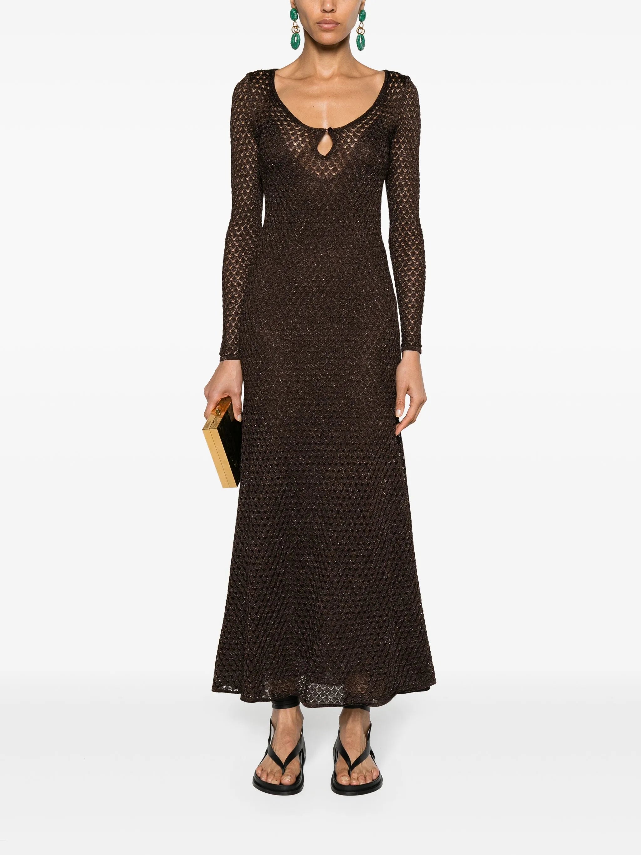 lurex-detailed knitted maxi dress