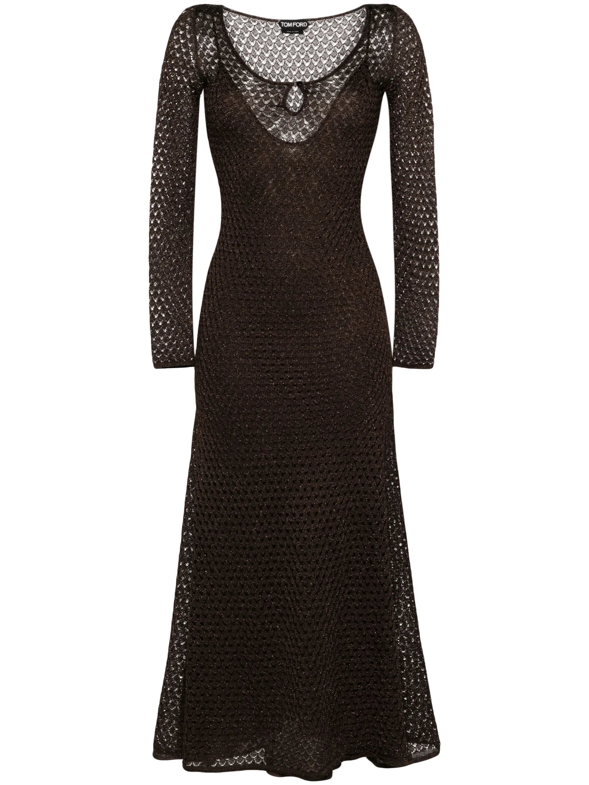 lurex-detailed knitted maxi dress