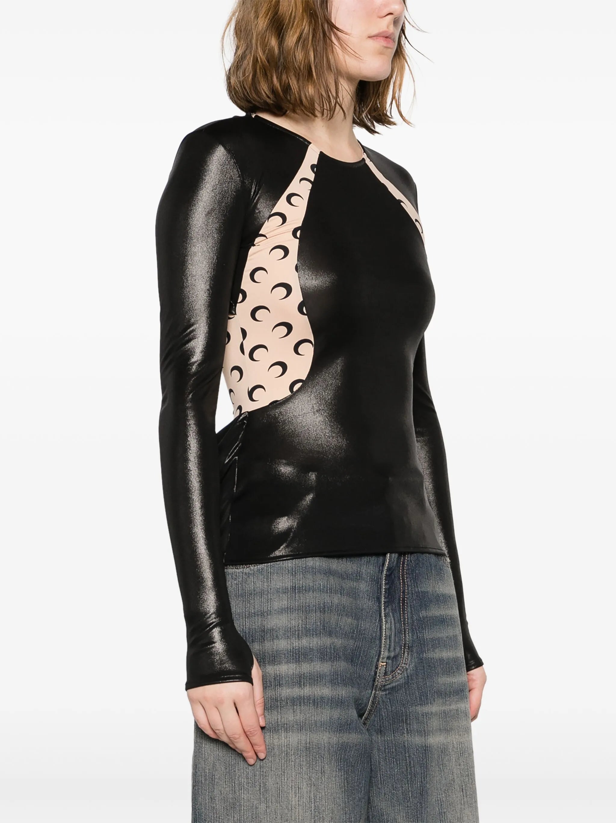 Crescent Moon-print draped top