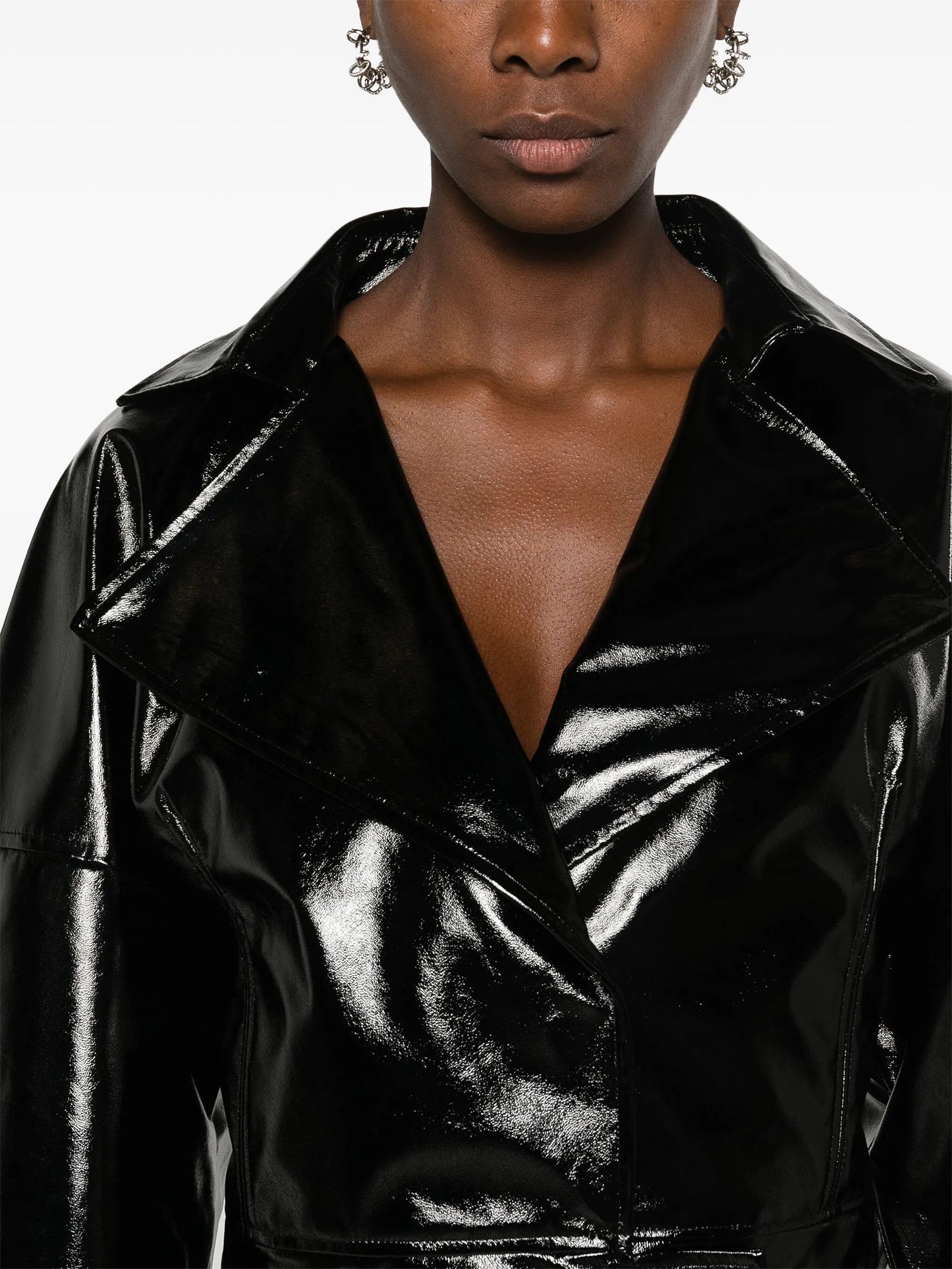 Kitara patent-finish biker jacket
