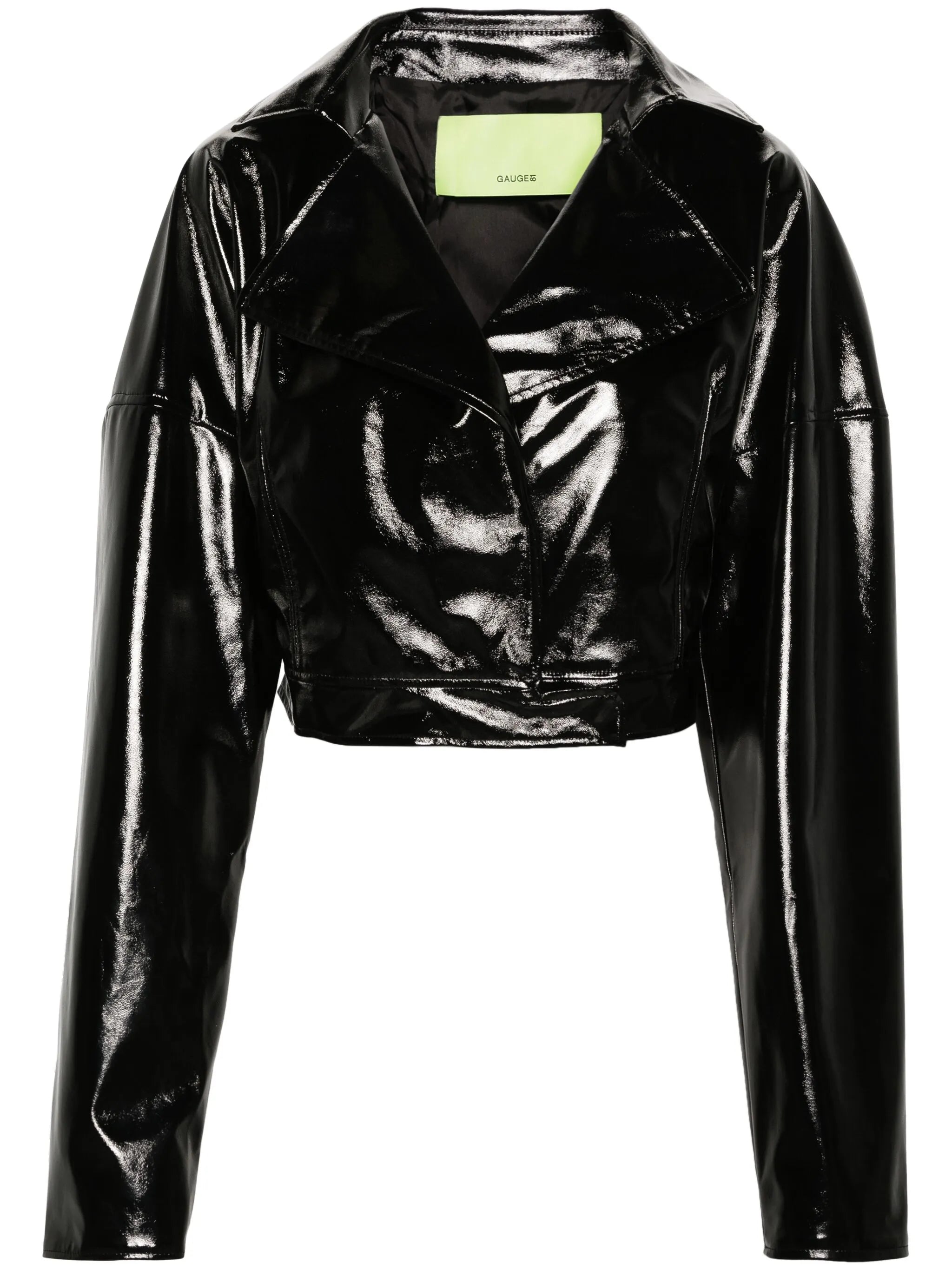 Kitara patent-finish biker jacket