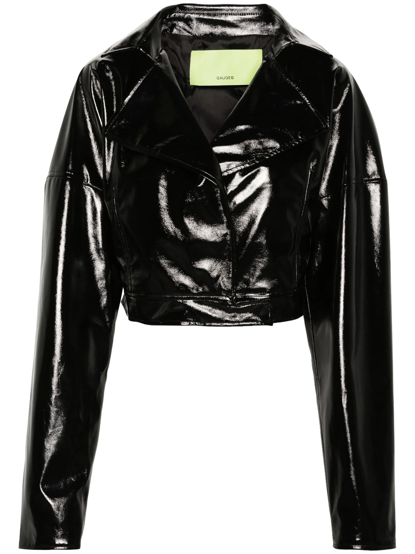 Kitara patent-finish biker jacket