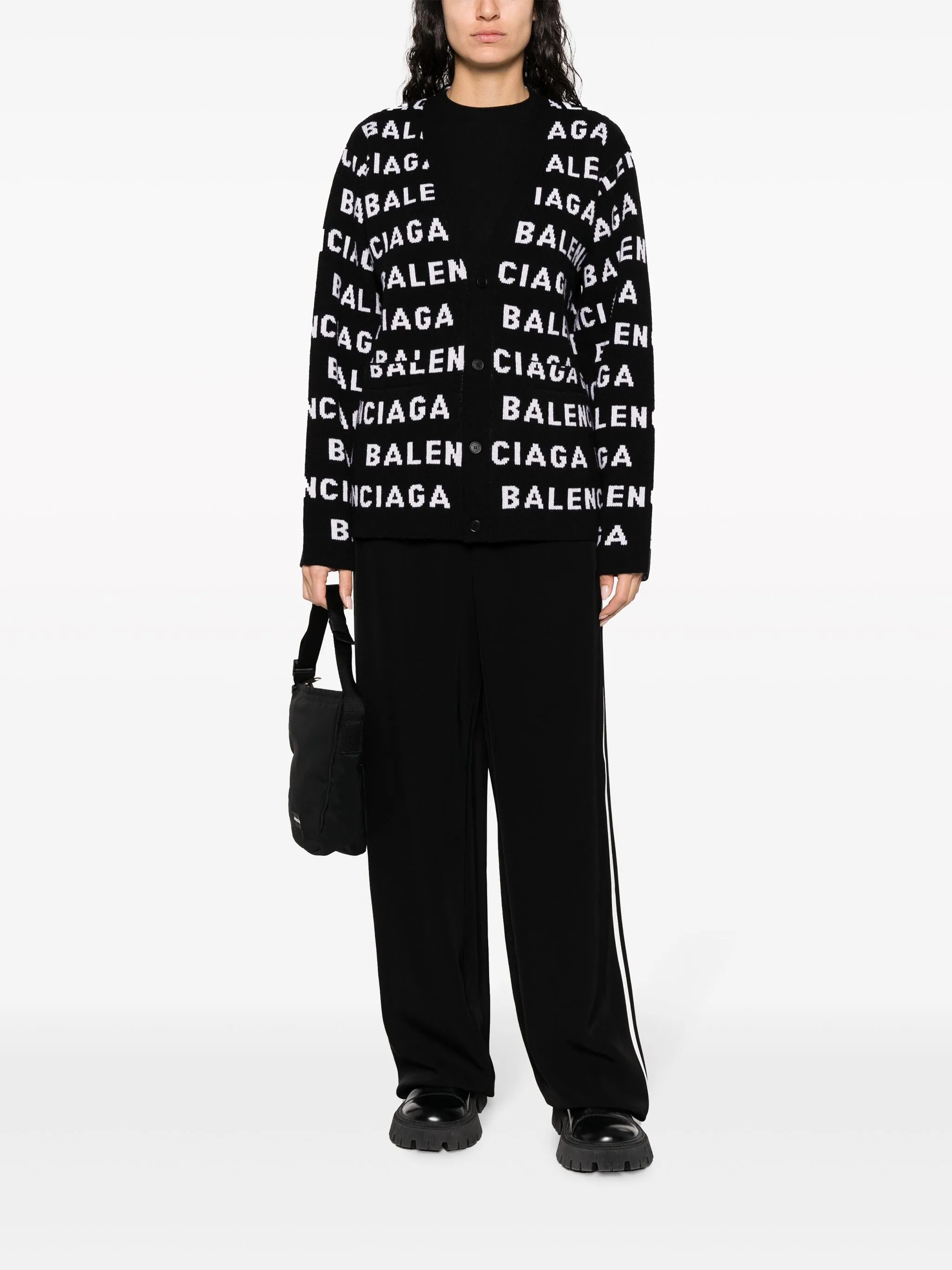intarsia-knit logo-motif cardigan