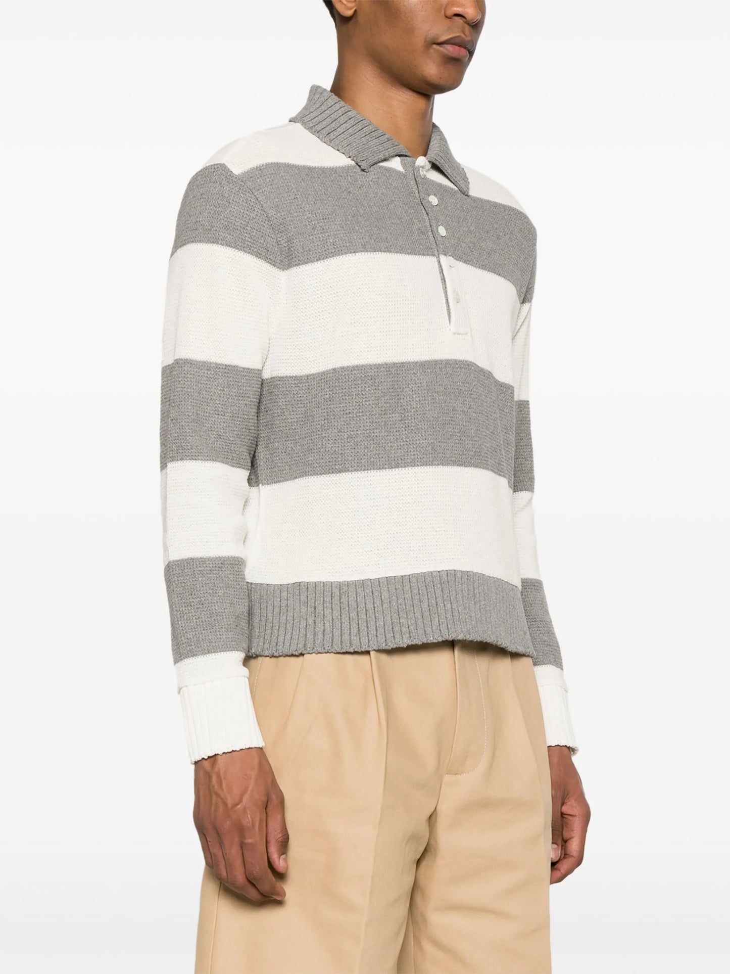 polo collar striped jumper
