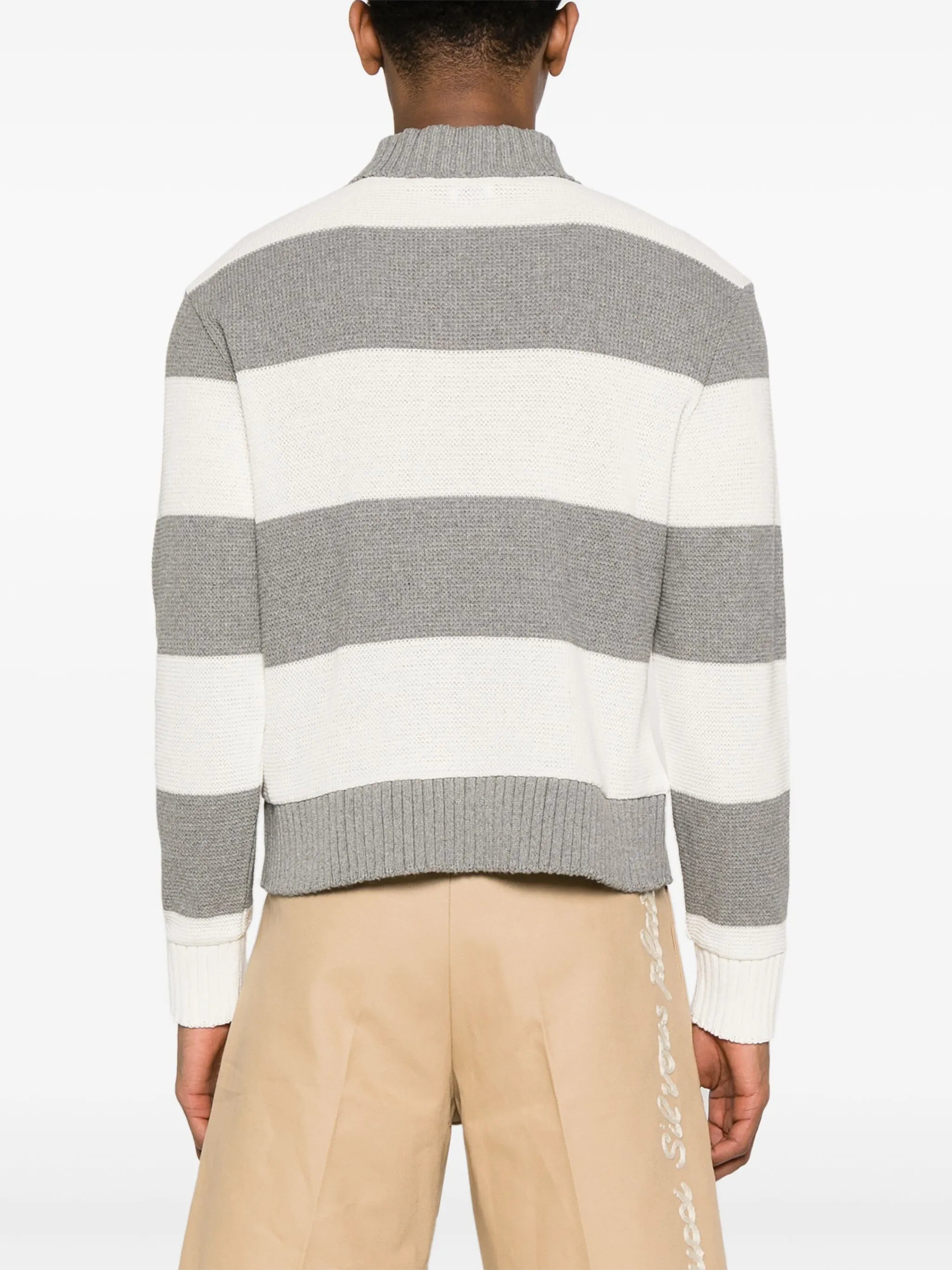 polo collar striped jumper