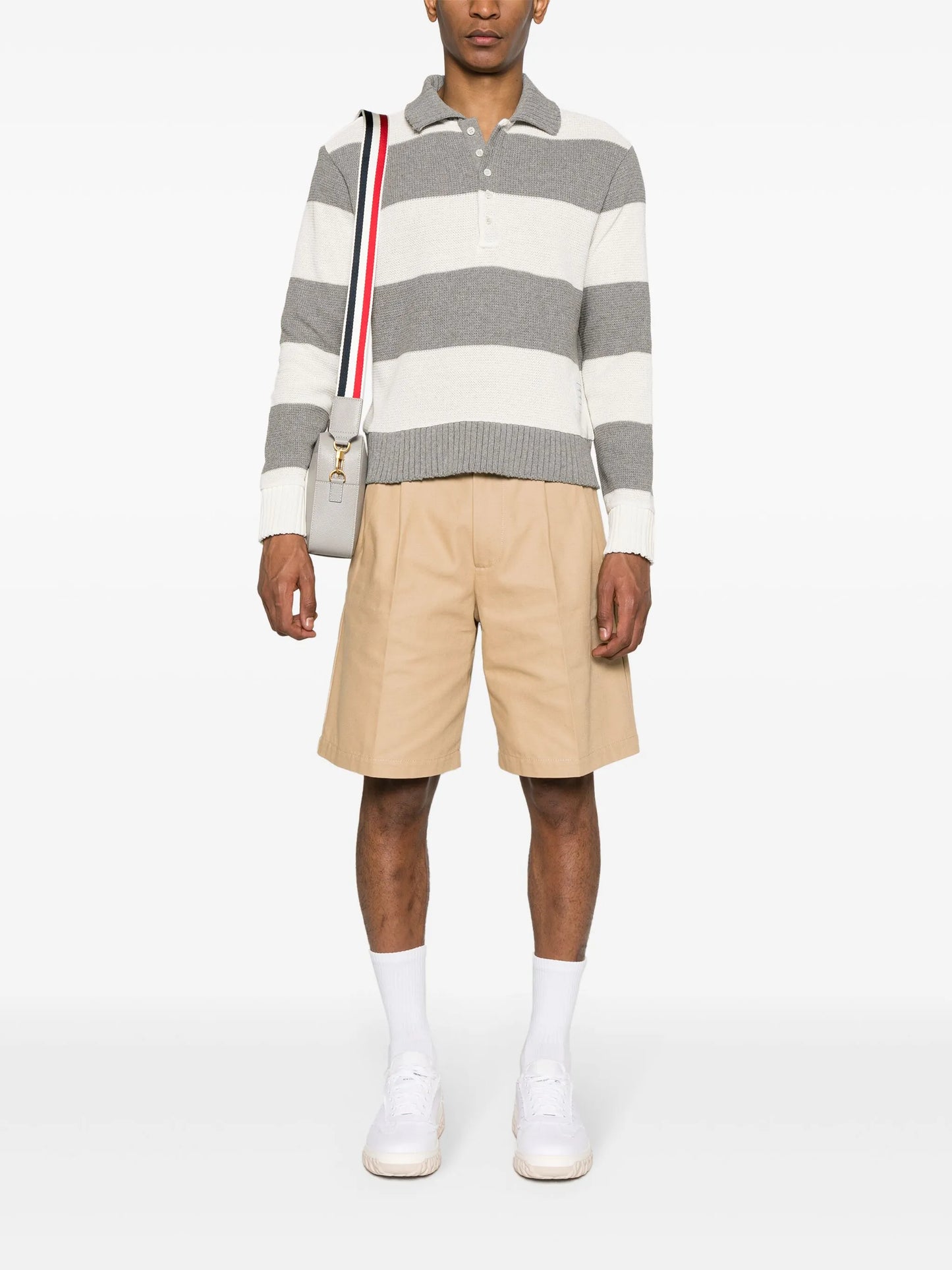 polo collar striped jumper
