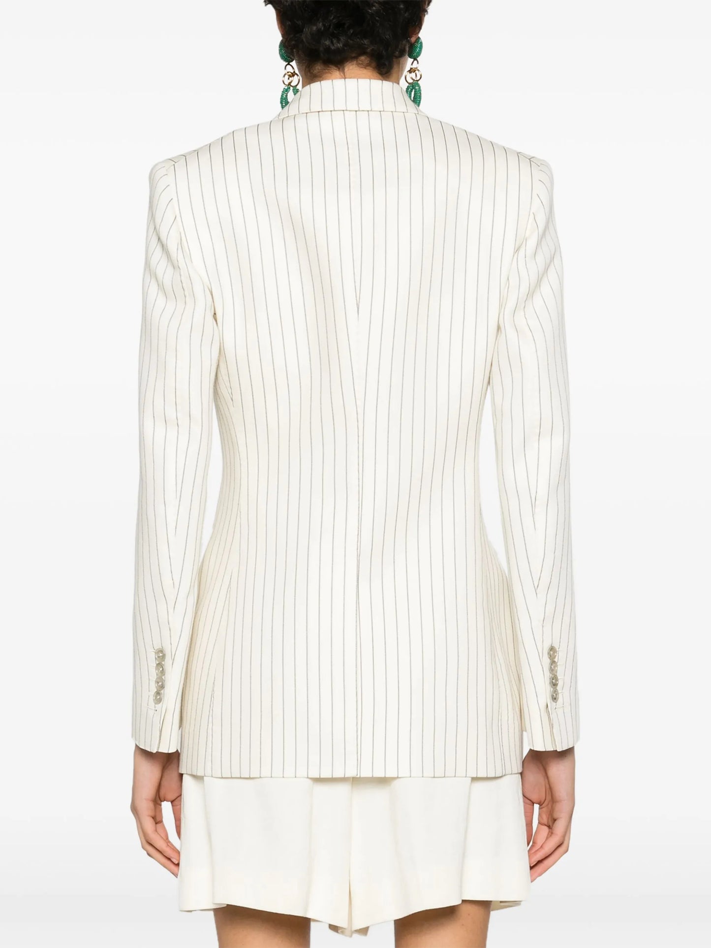 striped double-breasted twill blazer
