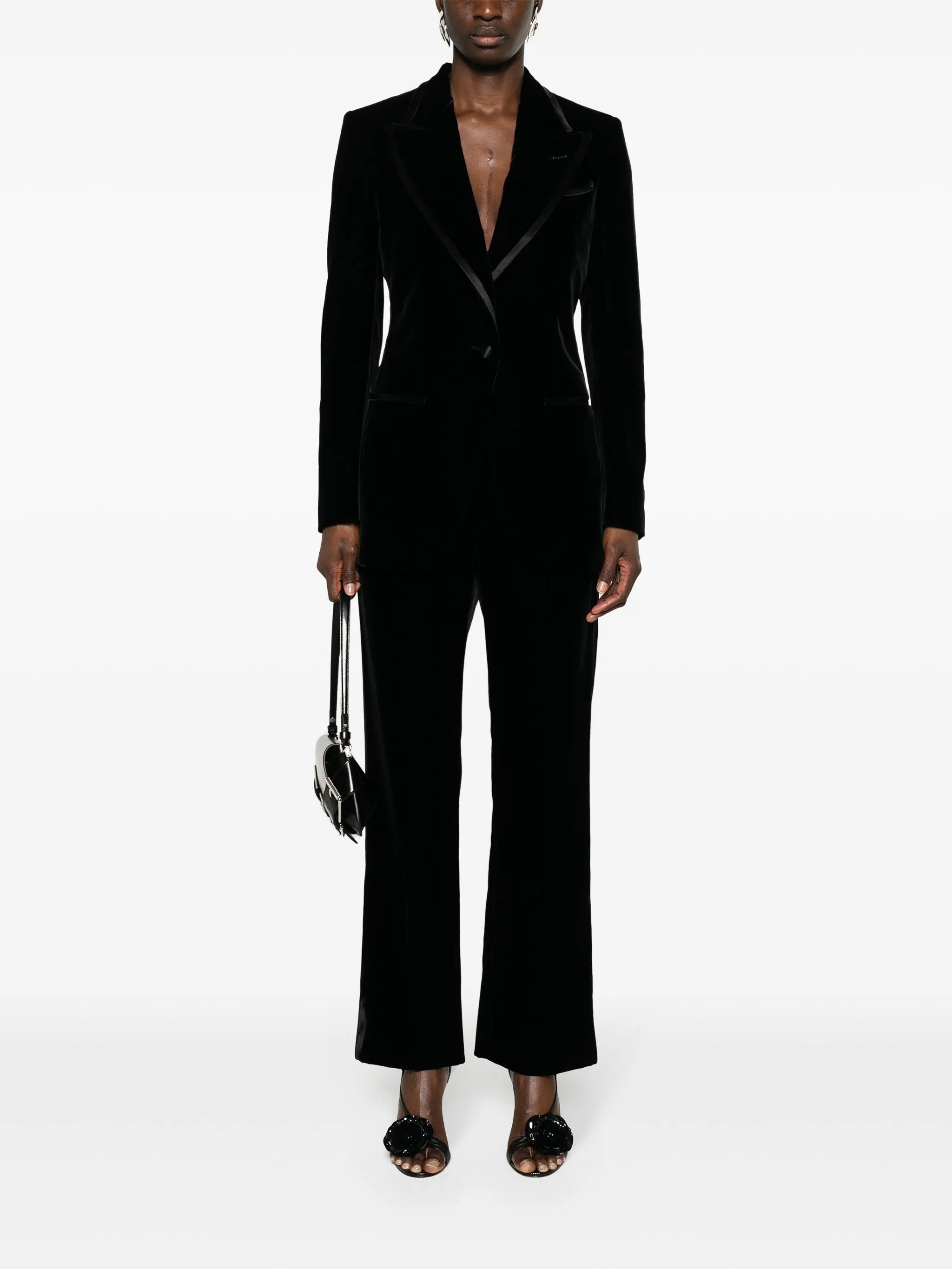 mid-rise tailored velvet trousers