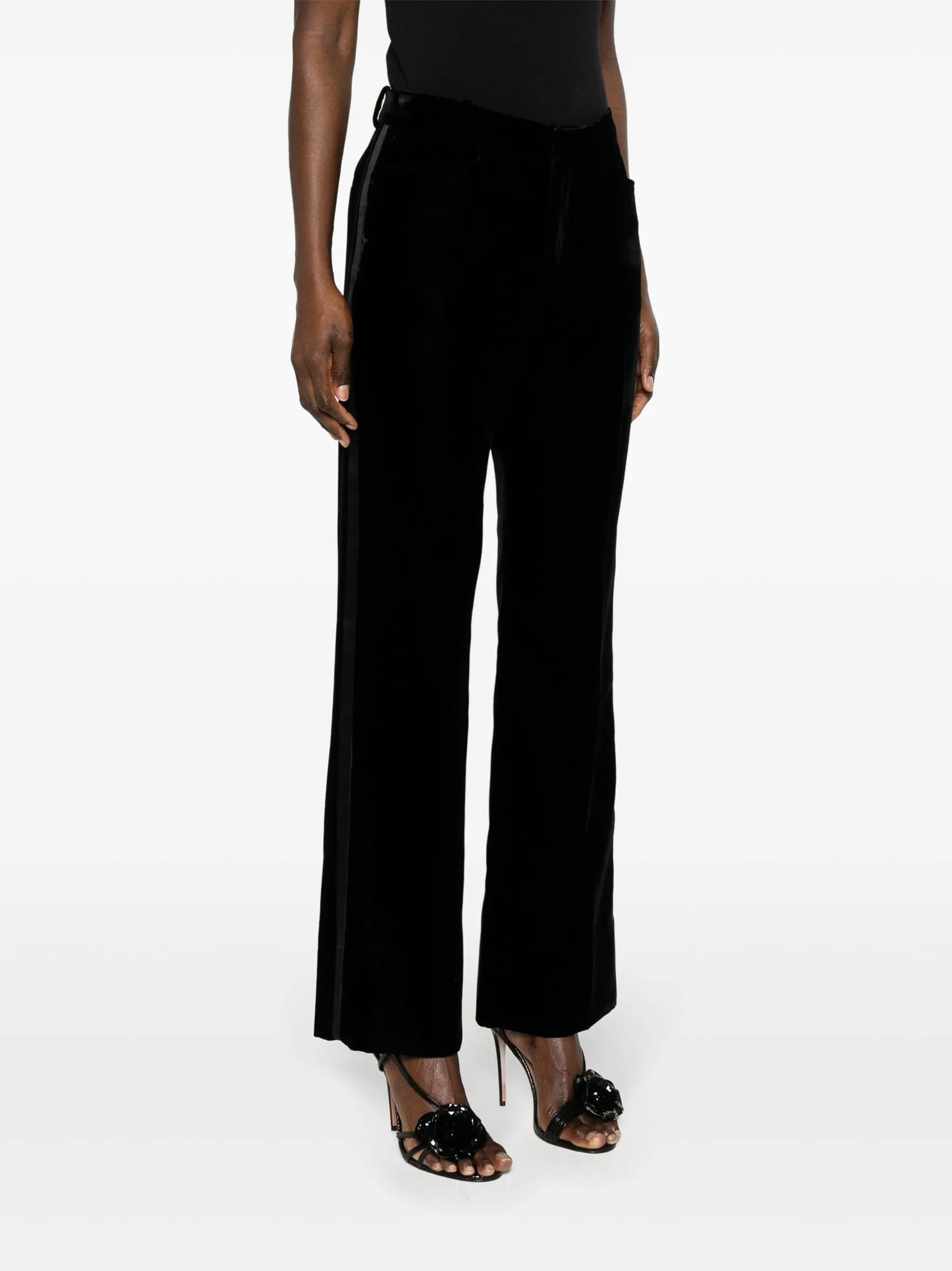 mid-rise tailored velvet trousers