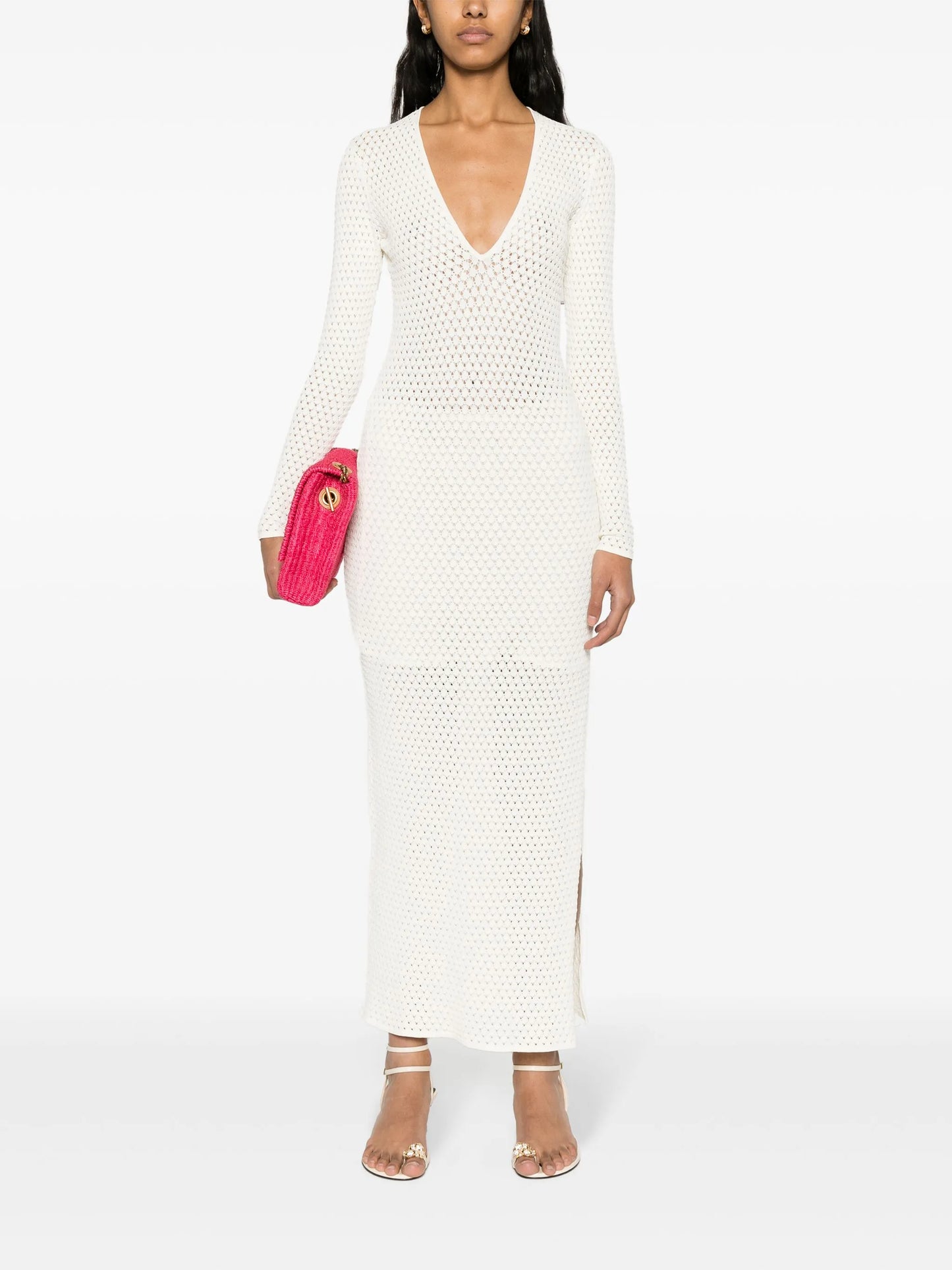 pointelle-knit maxi dress