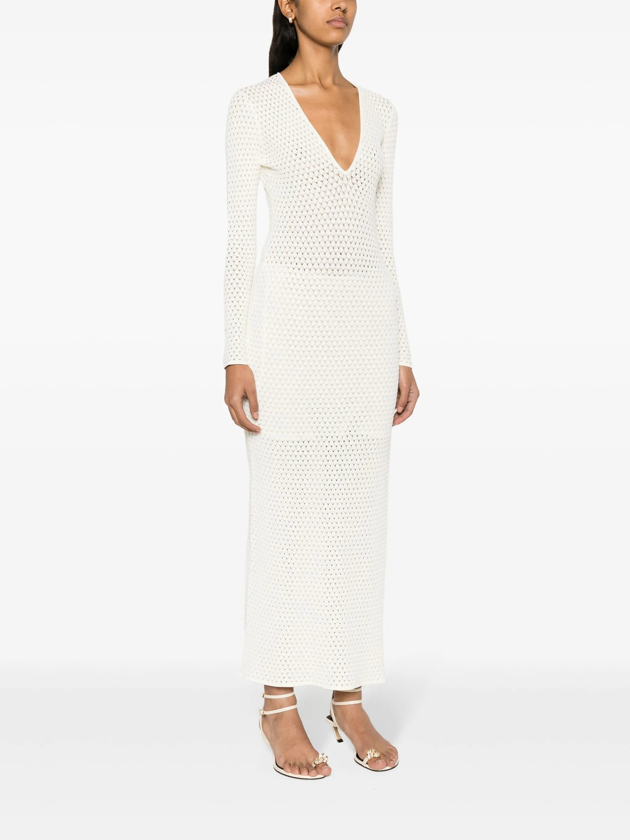 pointelle-knit maxi dress
