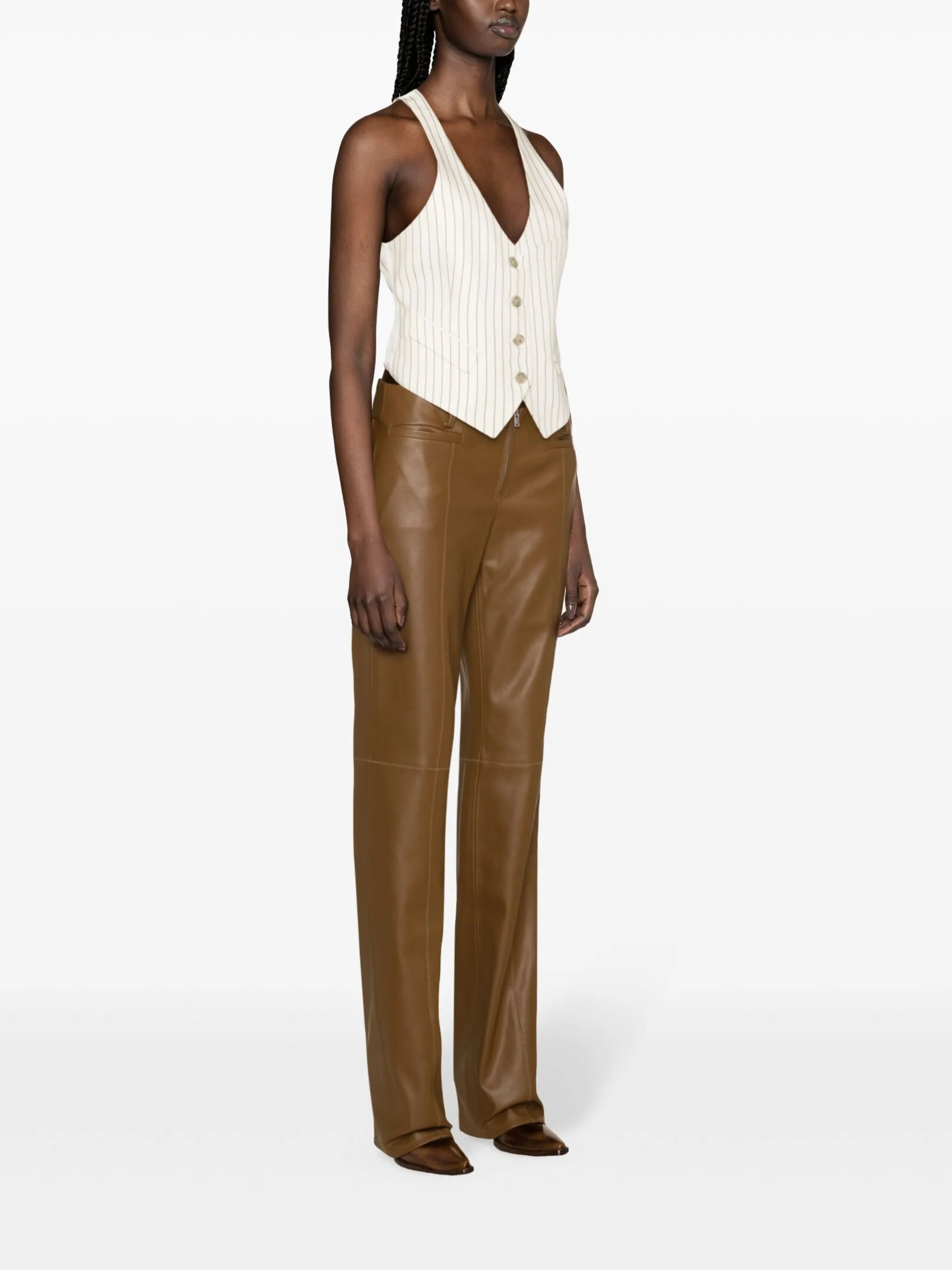V-neck striped gilet