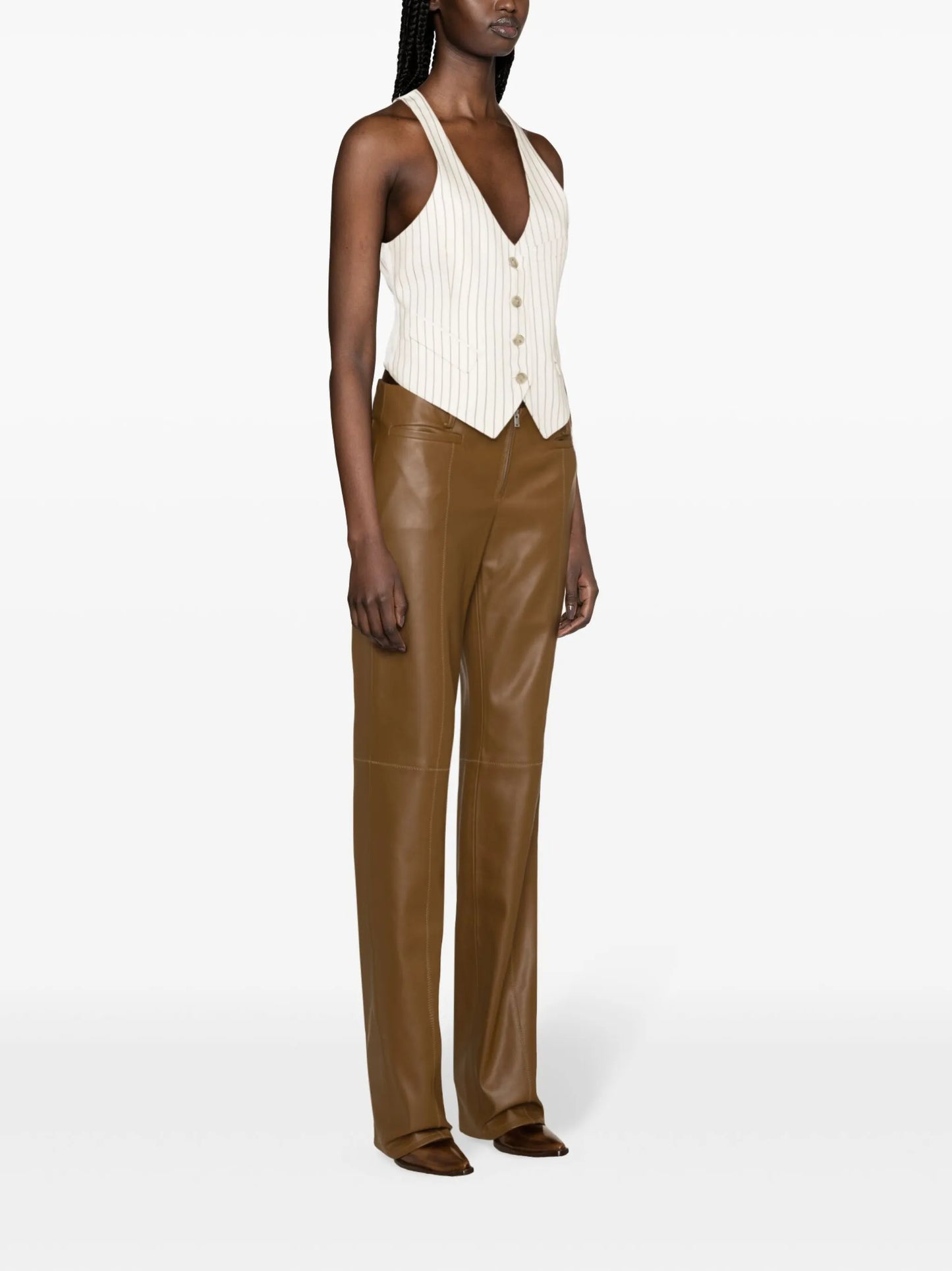 V-neck striped gilet