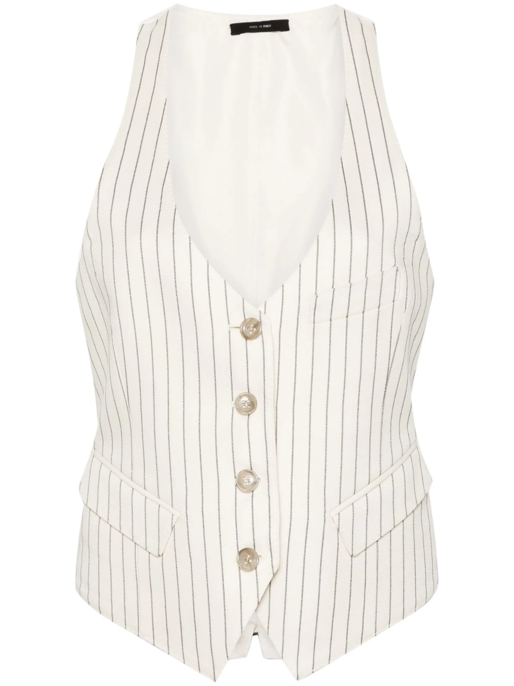 V-neck striped gilet