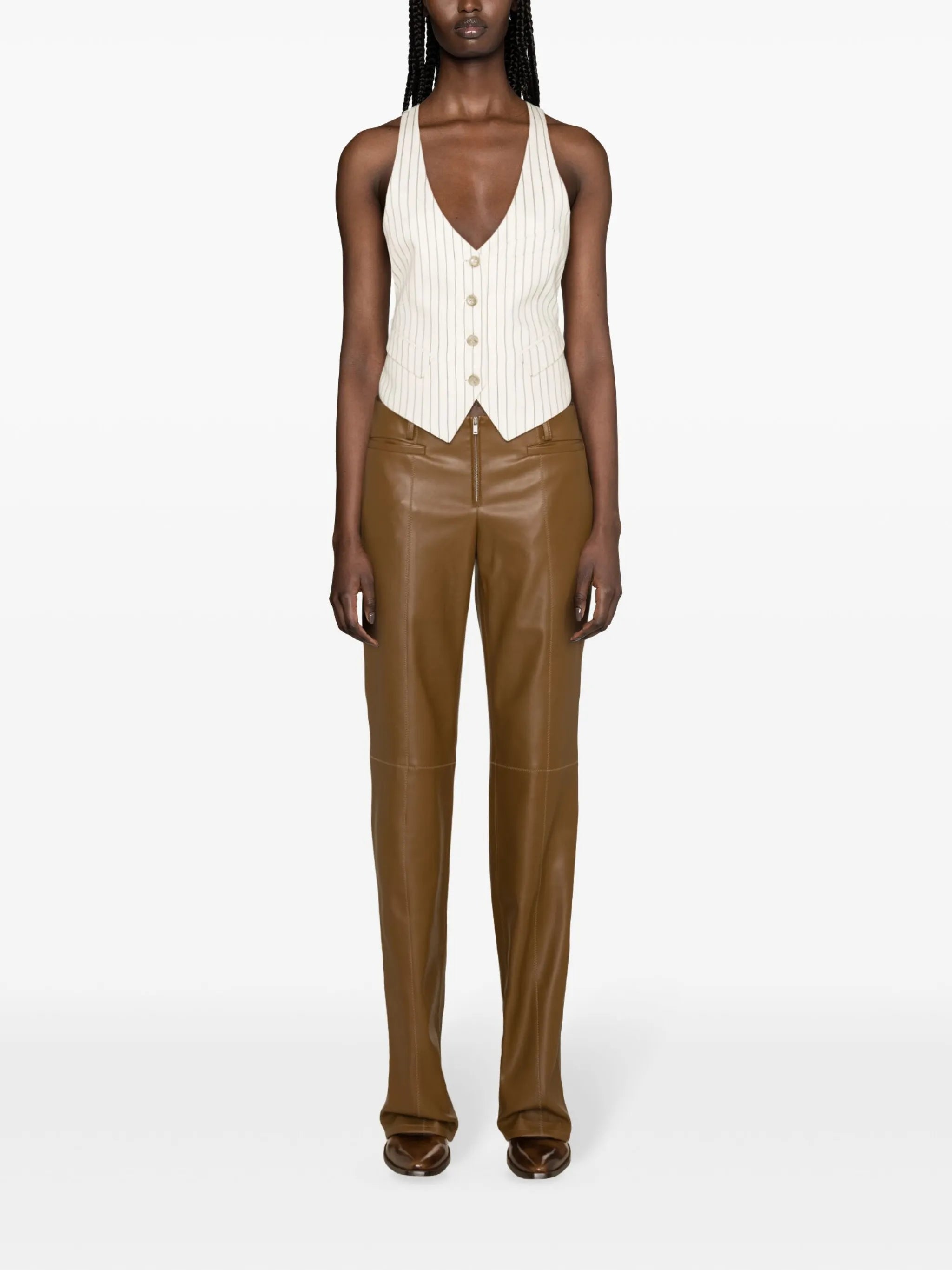 V-neck striped gilet