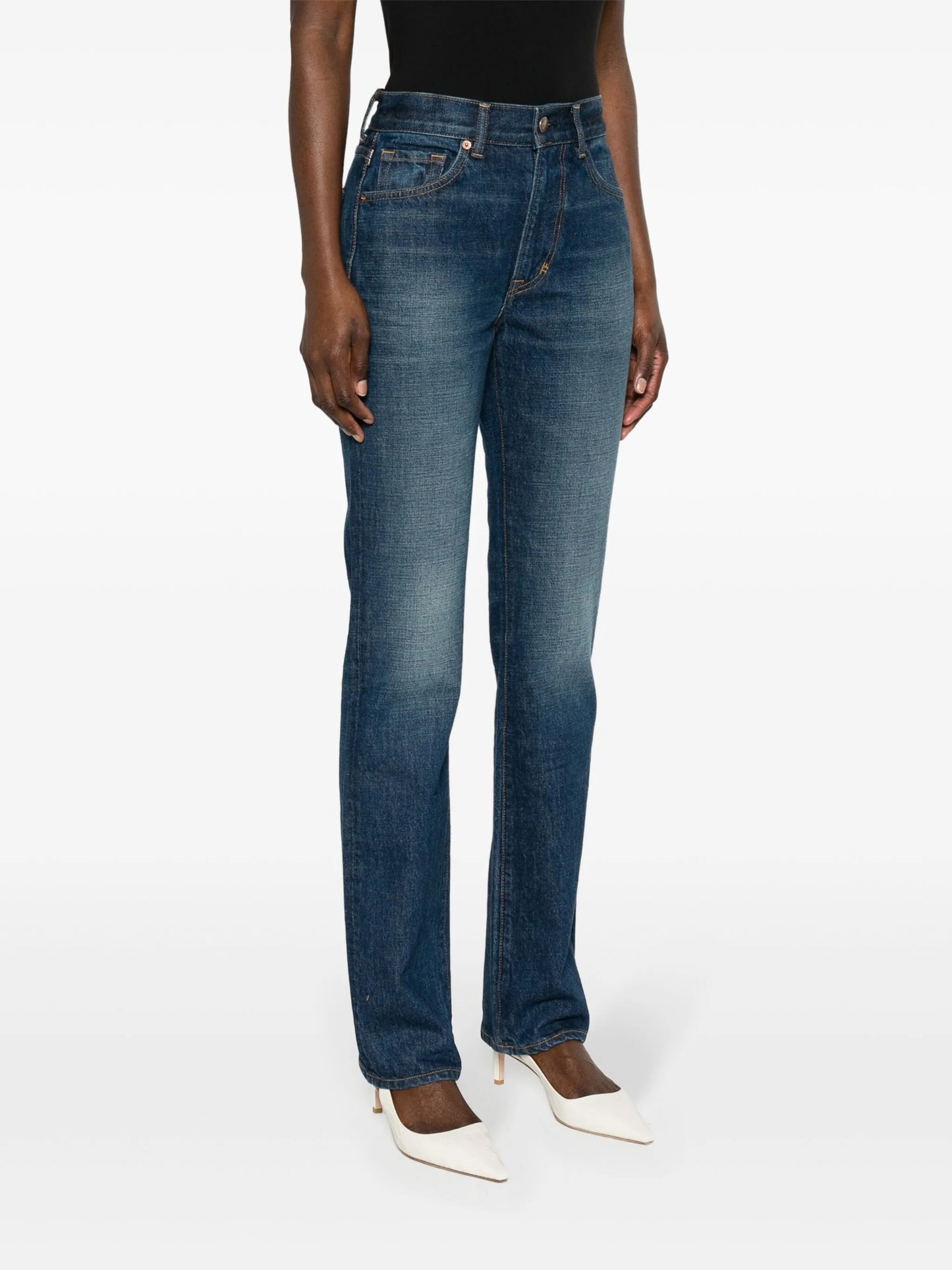 mid-rise straight jeans