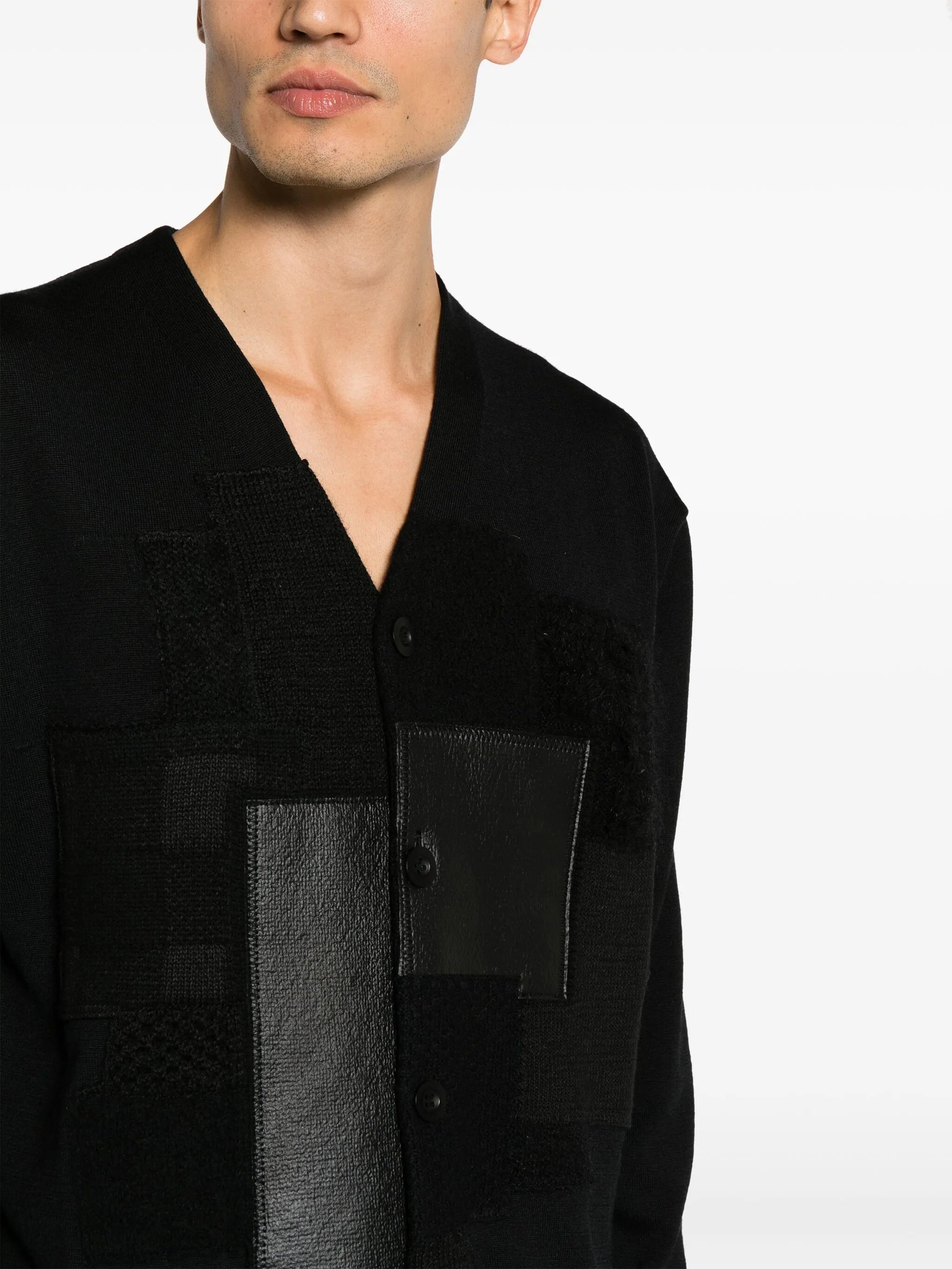 tonal-design V-neck cardigan