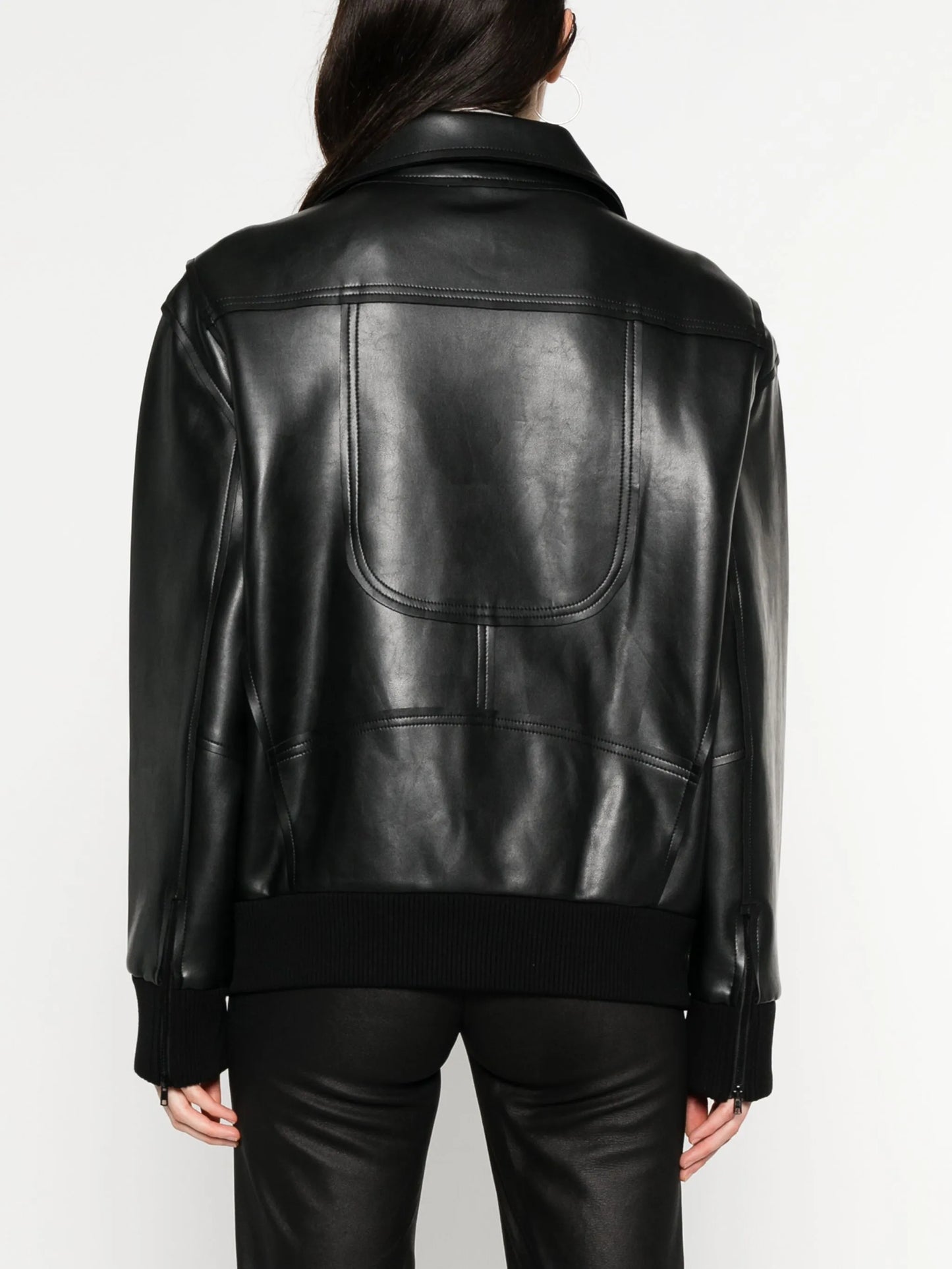 faux leather zip-up biker jacket
