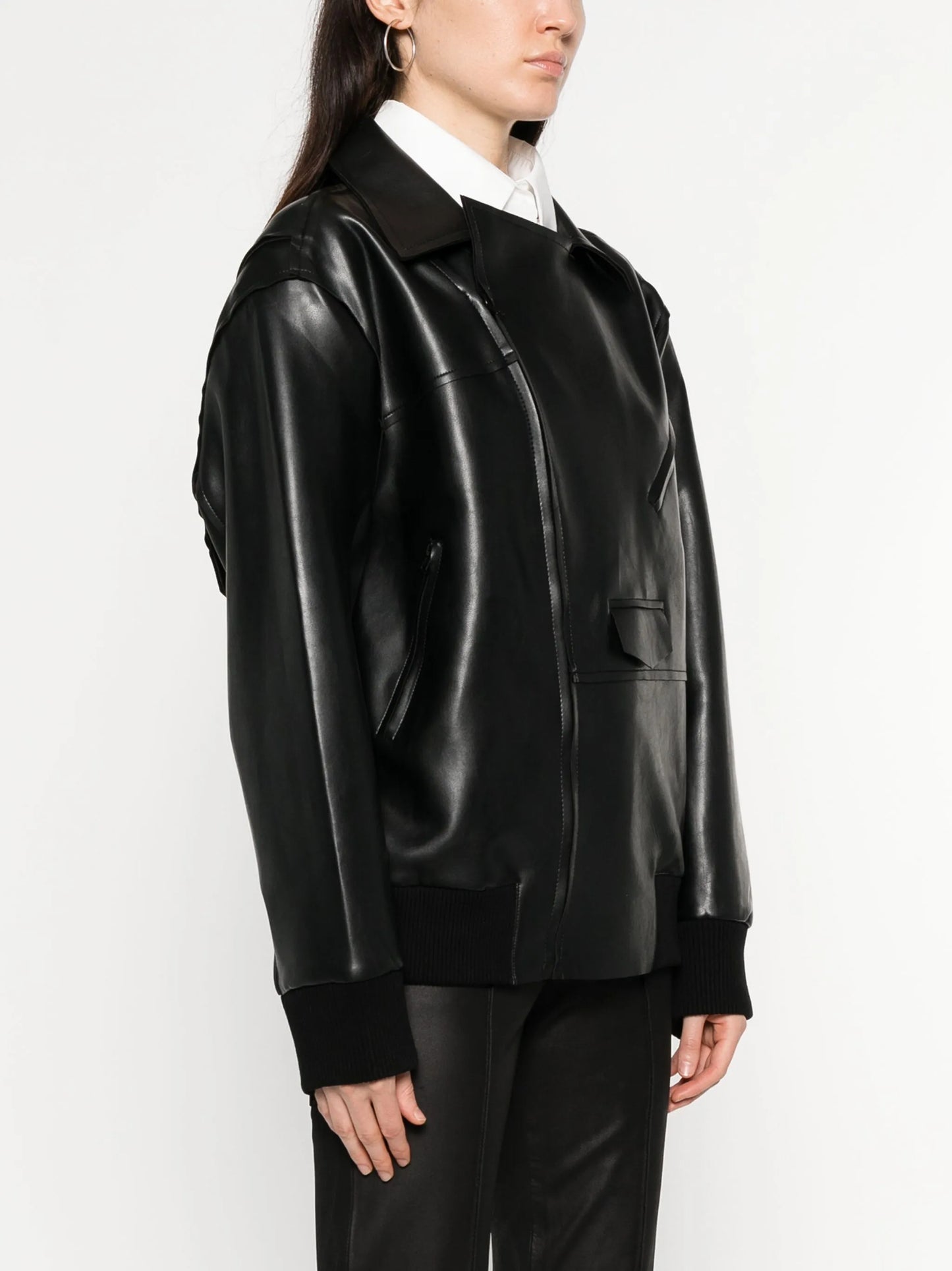 faux leather zip-up biker jacket