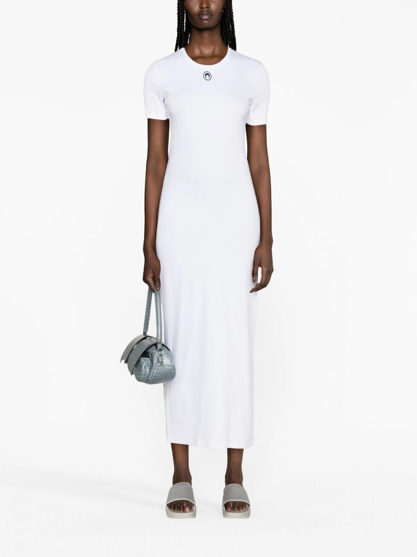 crescent moon-logo midi dress