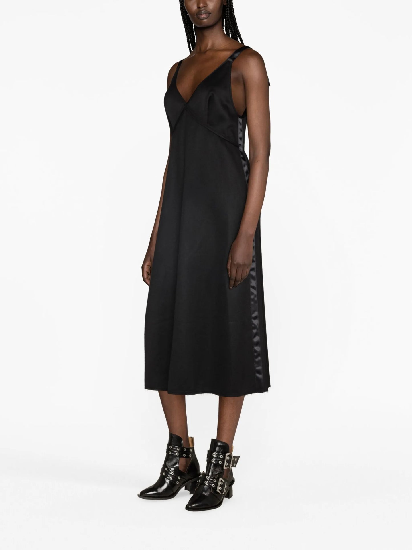 Grunge tape-embellished slip dress