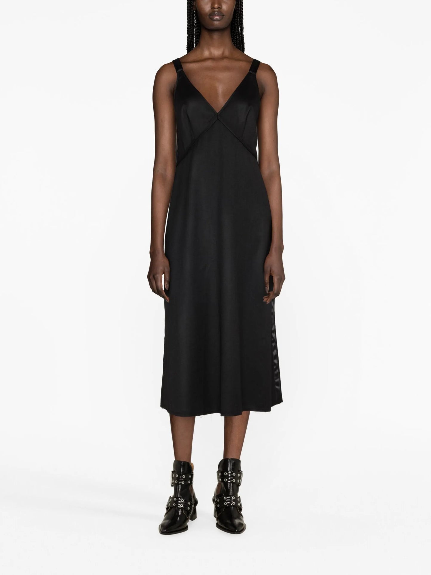 Grunge tape-embellished slip dress
