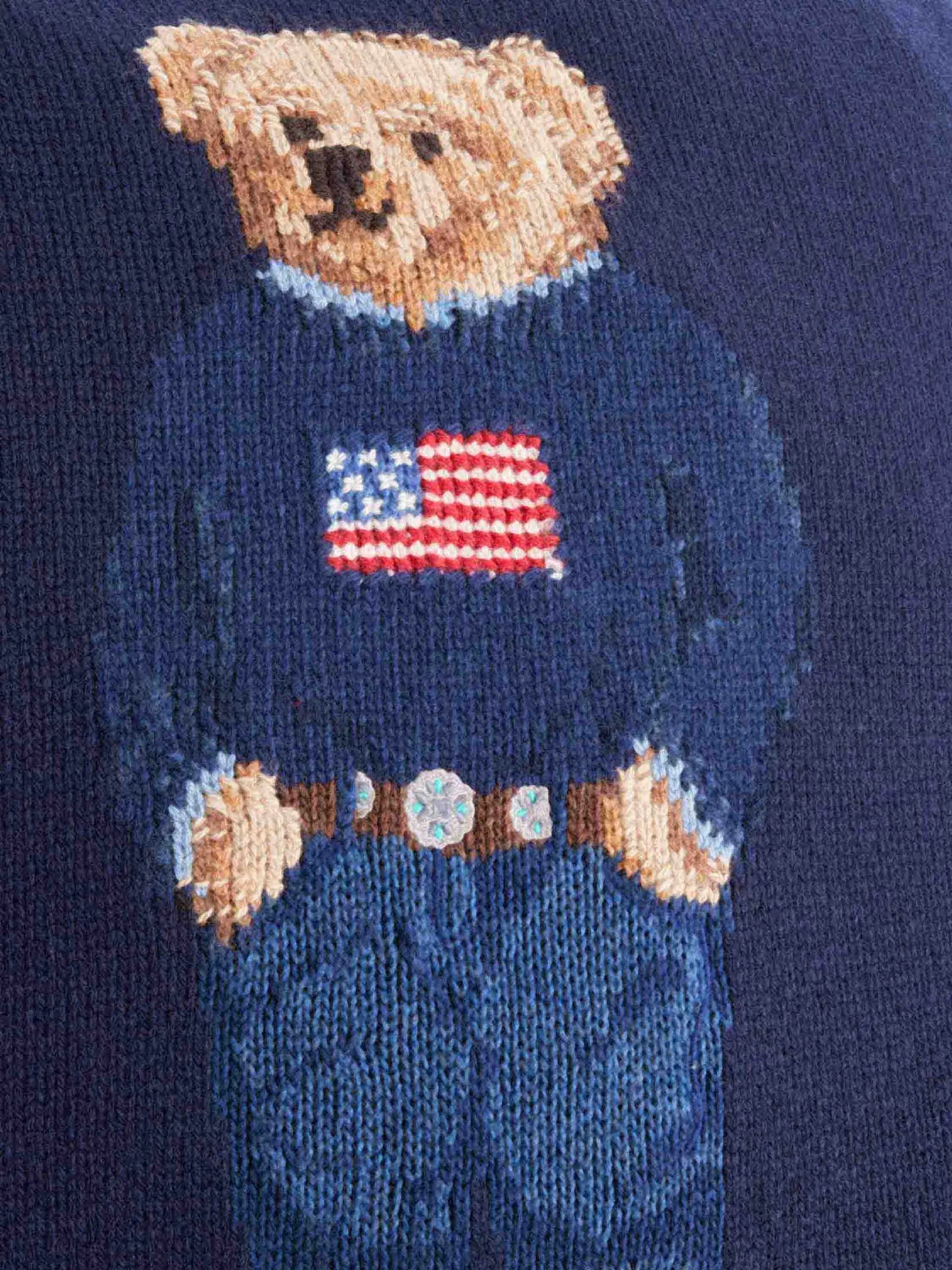 Polo Bear intarsia-knit cushion
