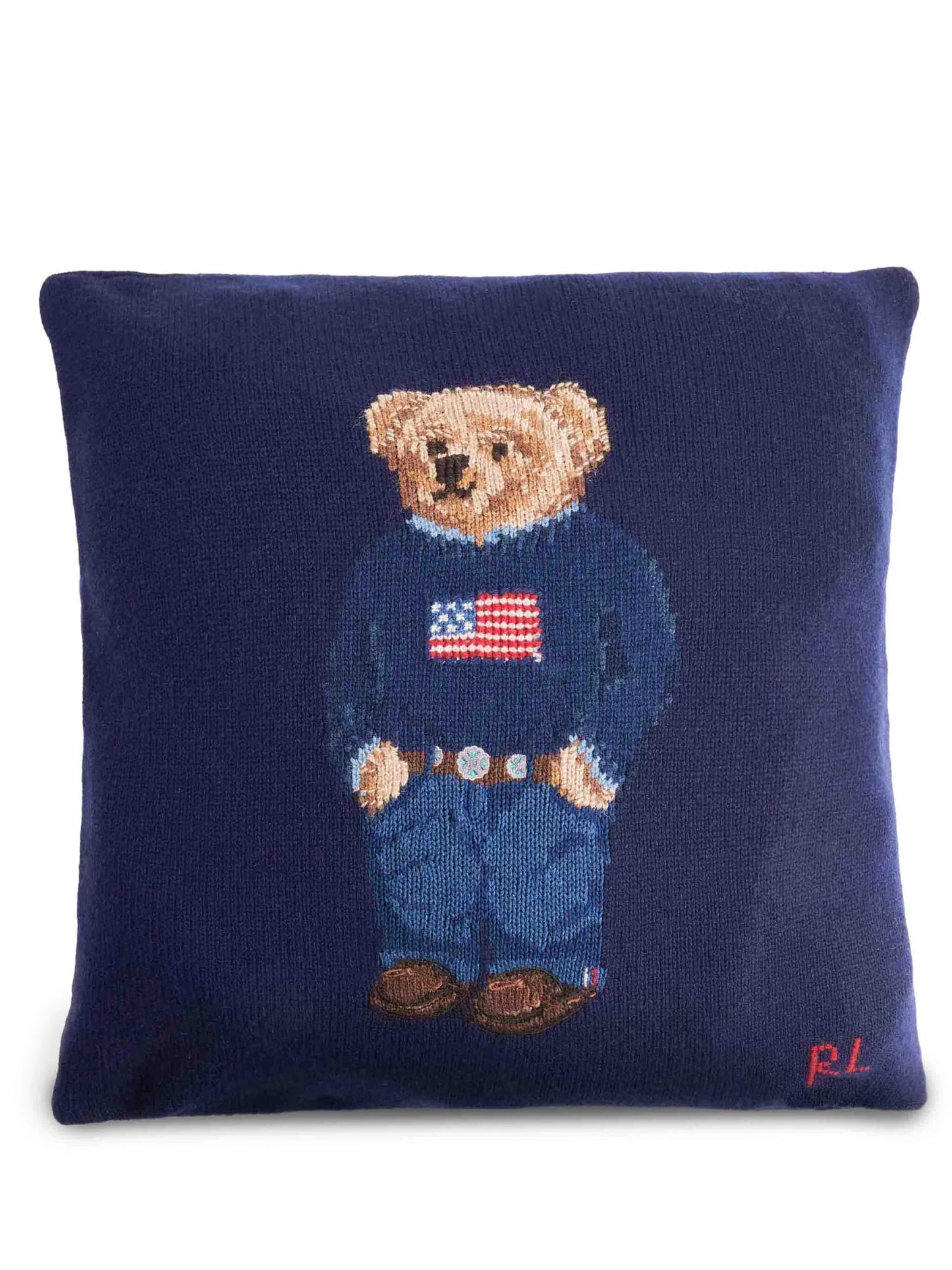Polo Bear intarsia-knit cushion