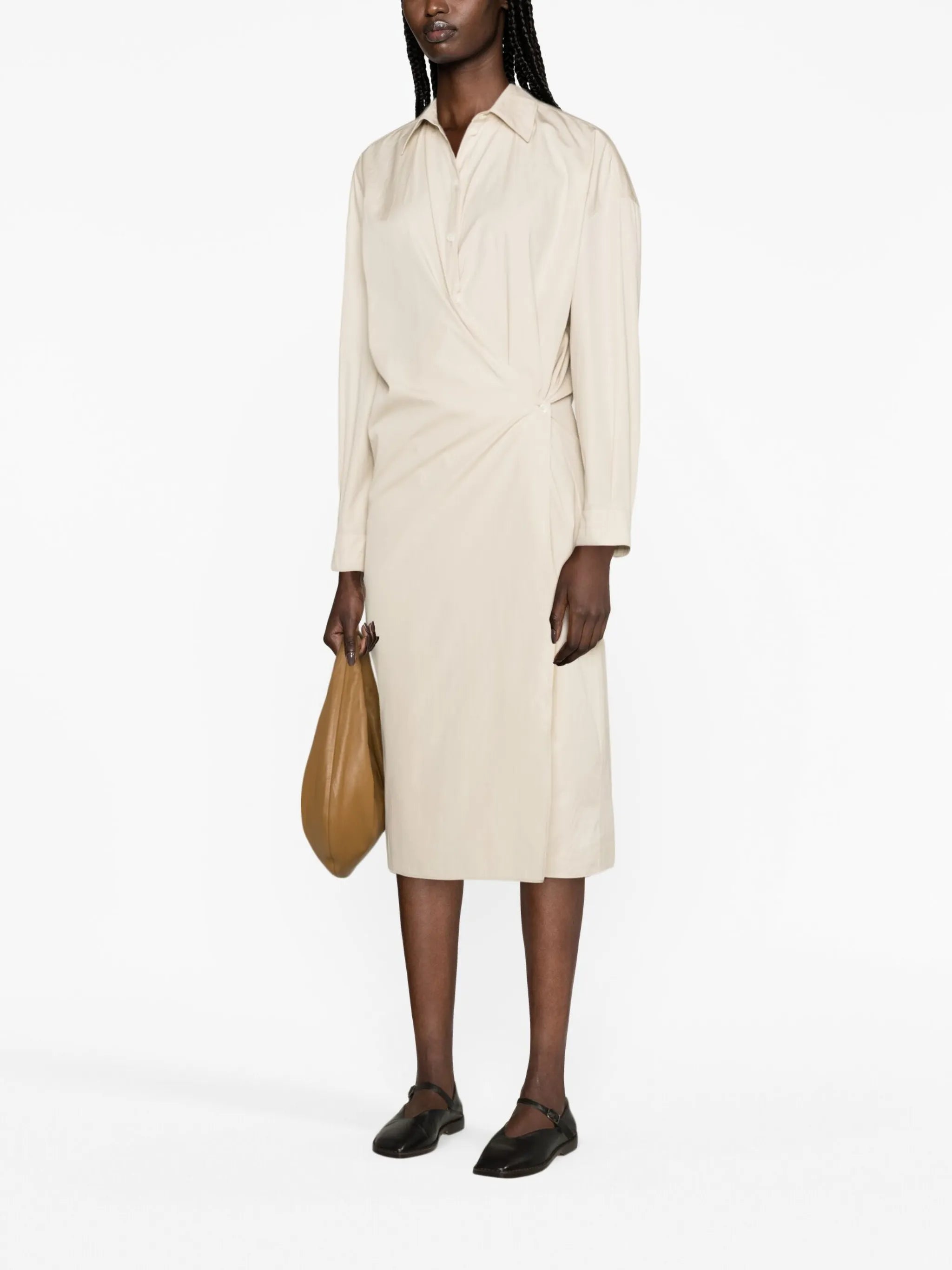 Twisted midi shirt dress