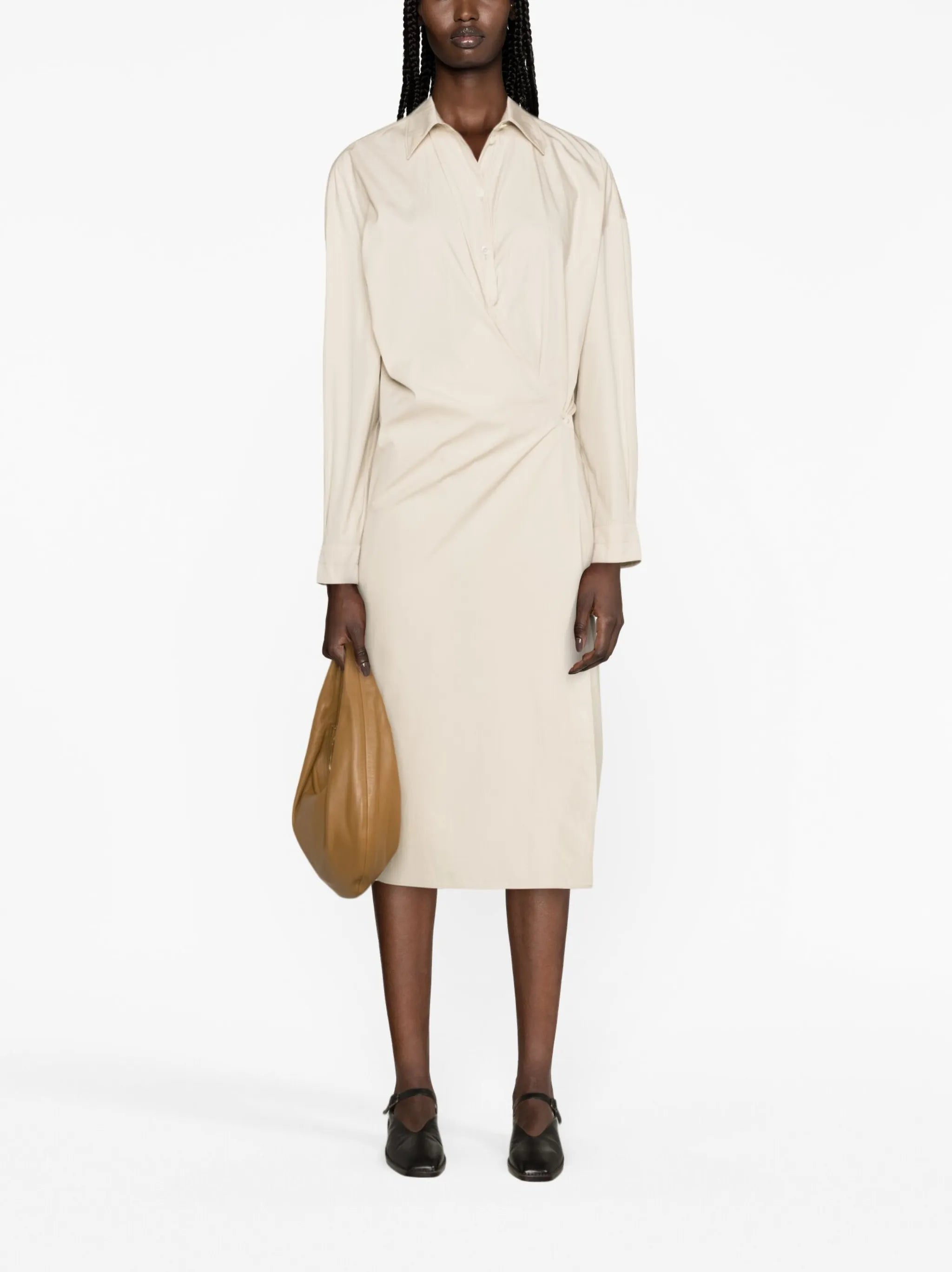 Twisted midi shirt dress
