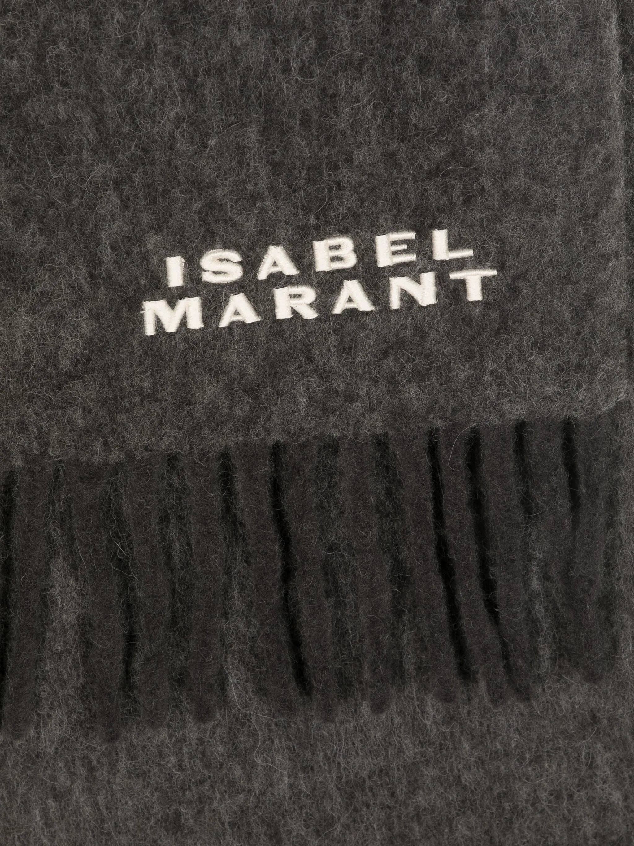 logo-embroidered fringed scarf