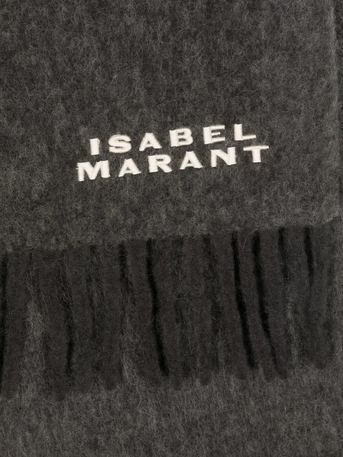 logo-embroidered fringed scarf