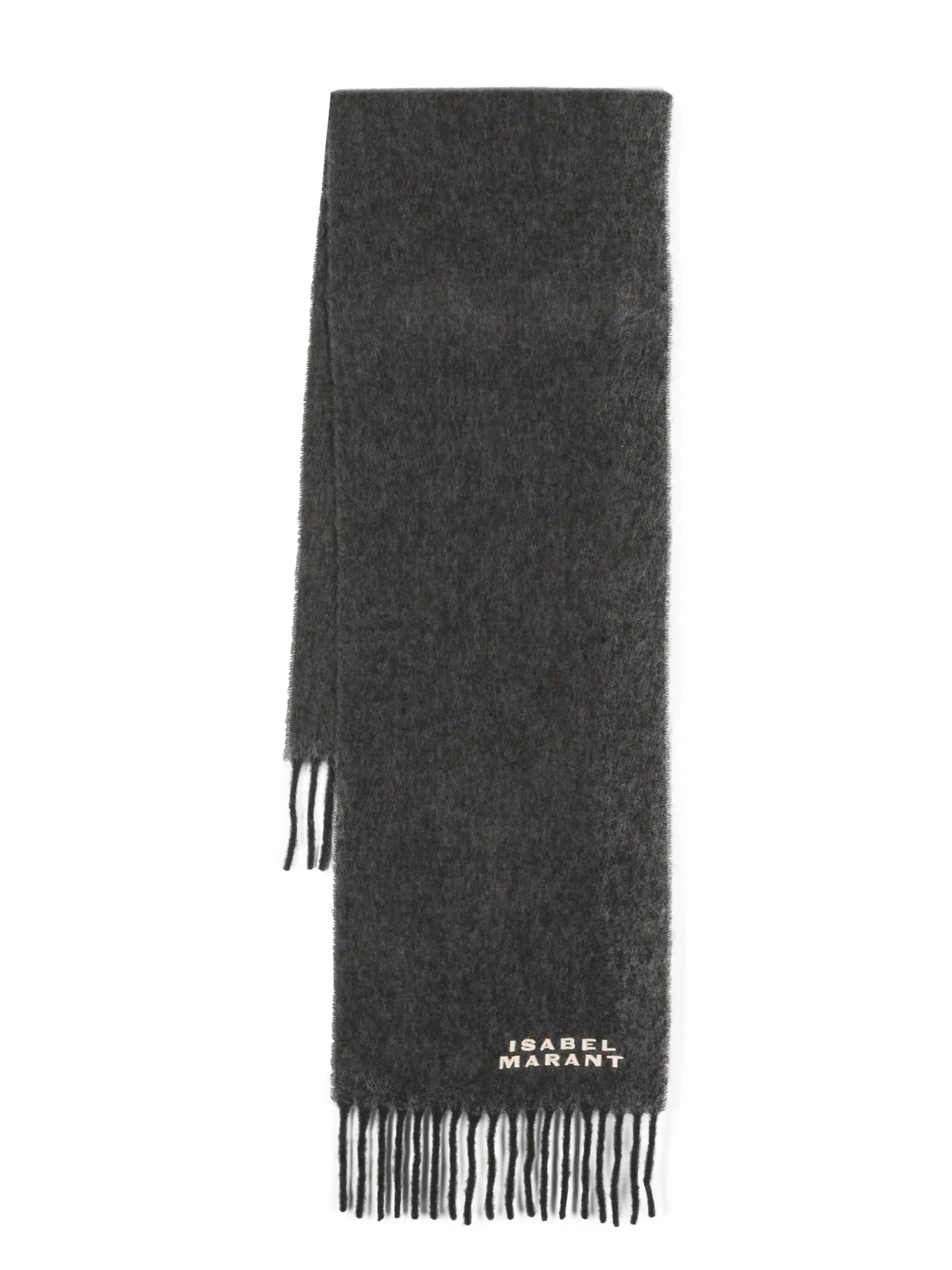 logo-embroidered fringed scarf