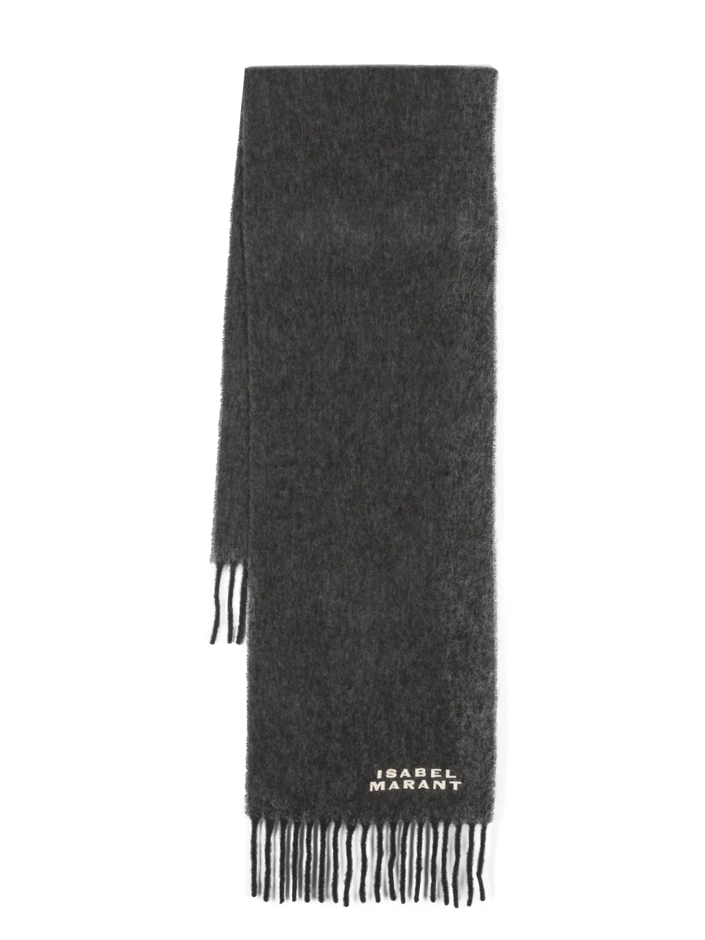 logo-embroidered fringed scarf