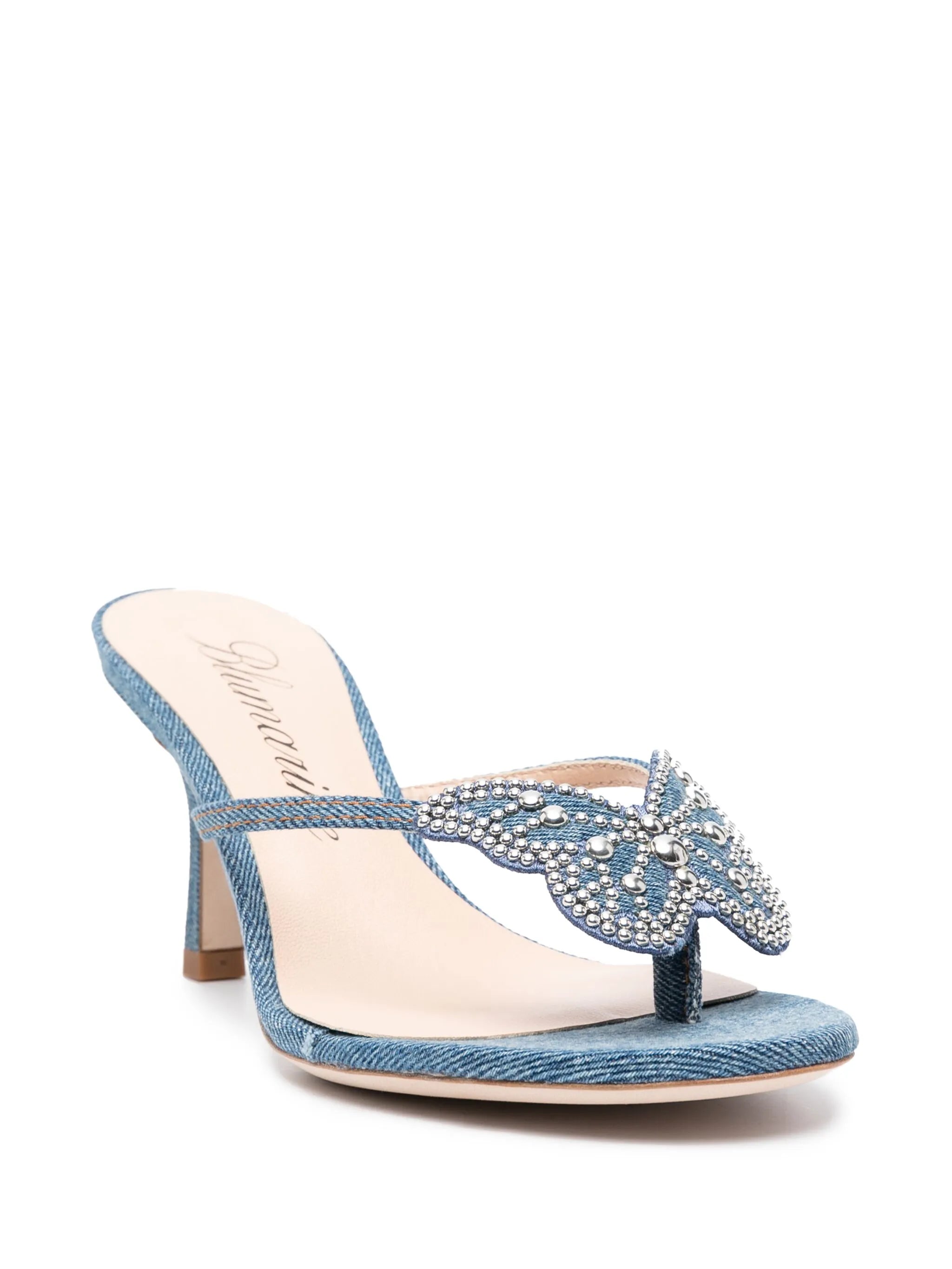 85mm butterfly-detail denim sandals