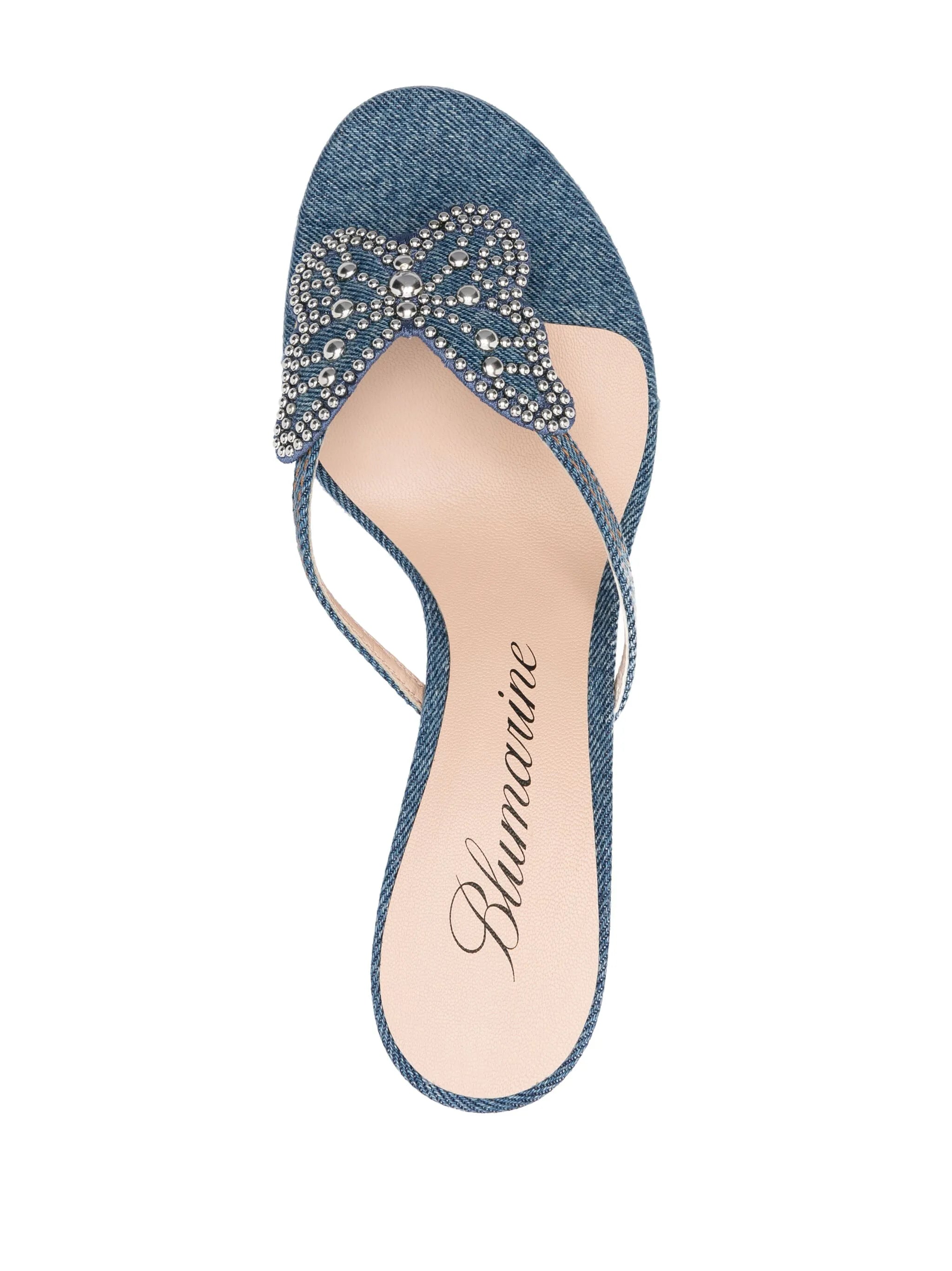 85mm butterfly-detail denim sandals