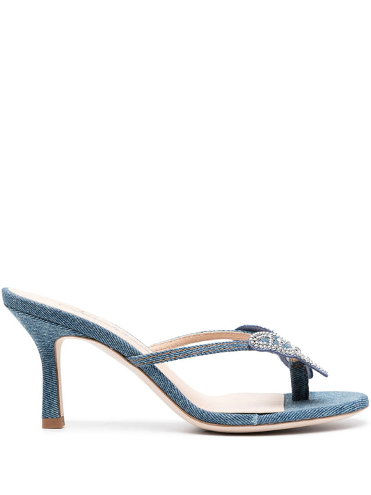 85mm butterfly-detail denim sandals