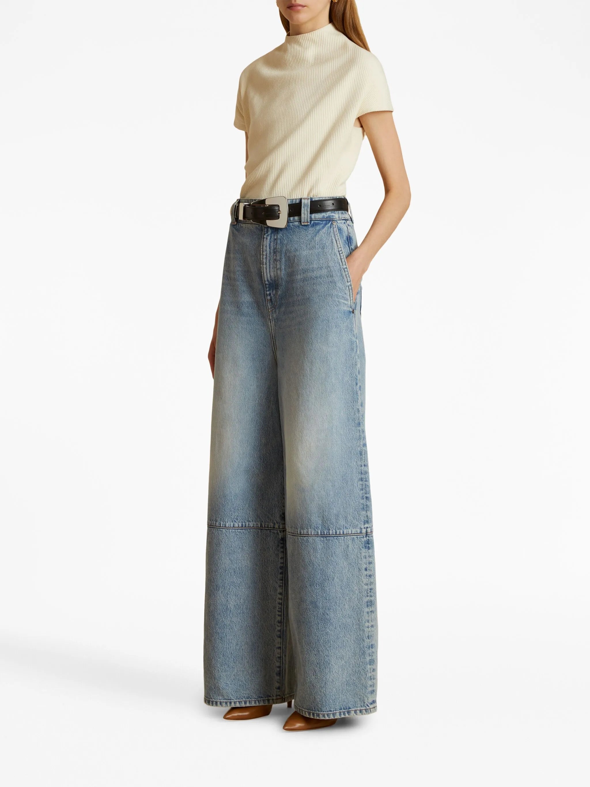 Isla high-rise wide-leg jeans
