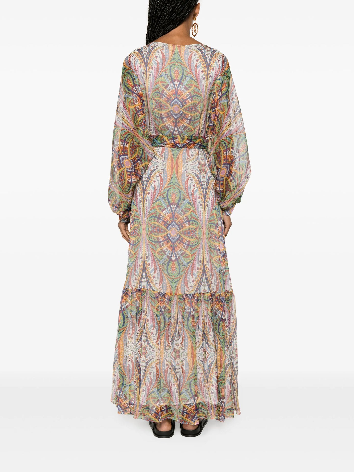 bouquet-print silk maxi dress