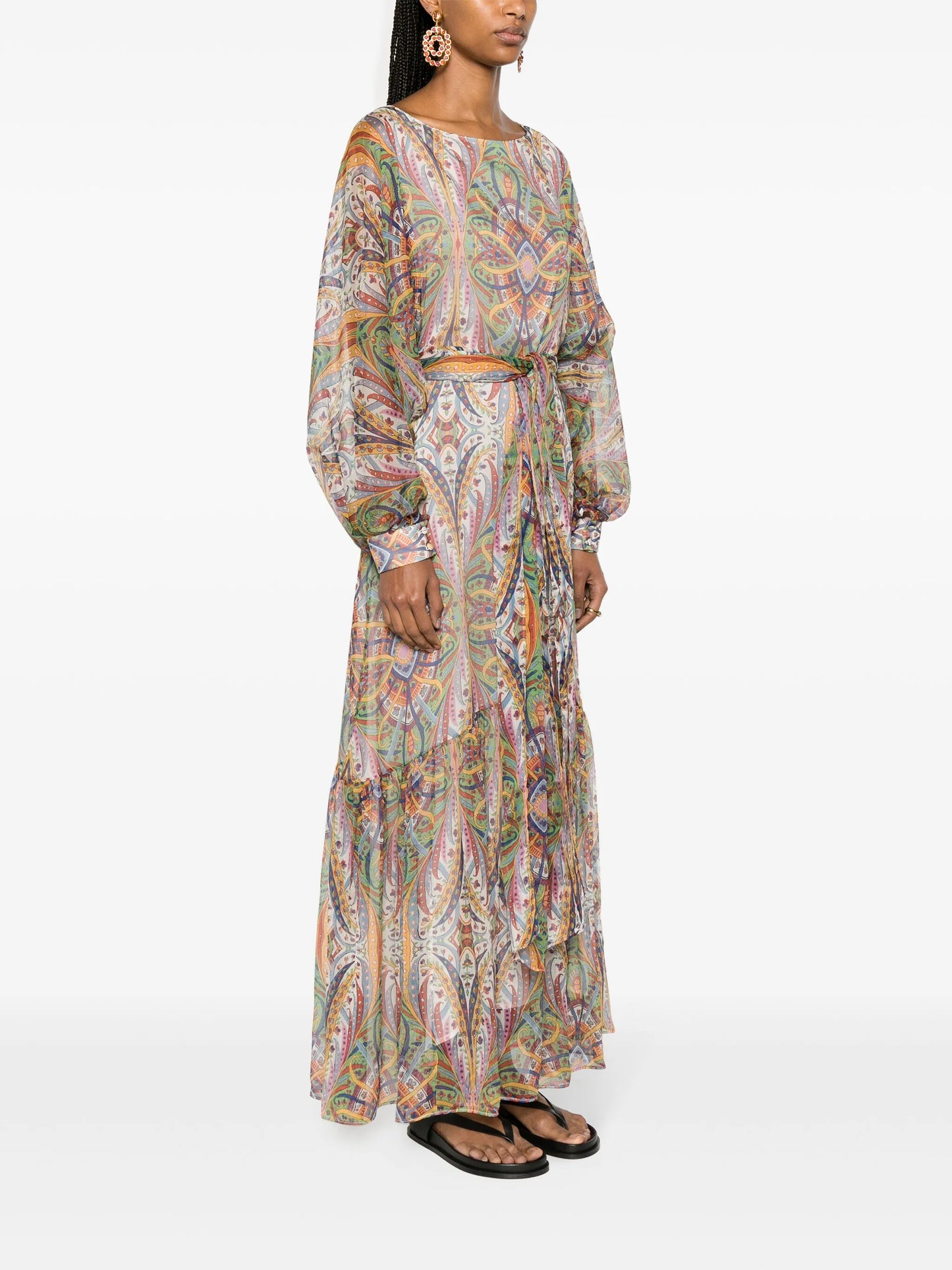 bouquet-print silk maxi dress
