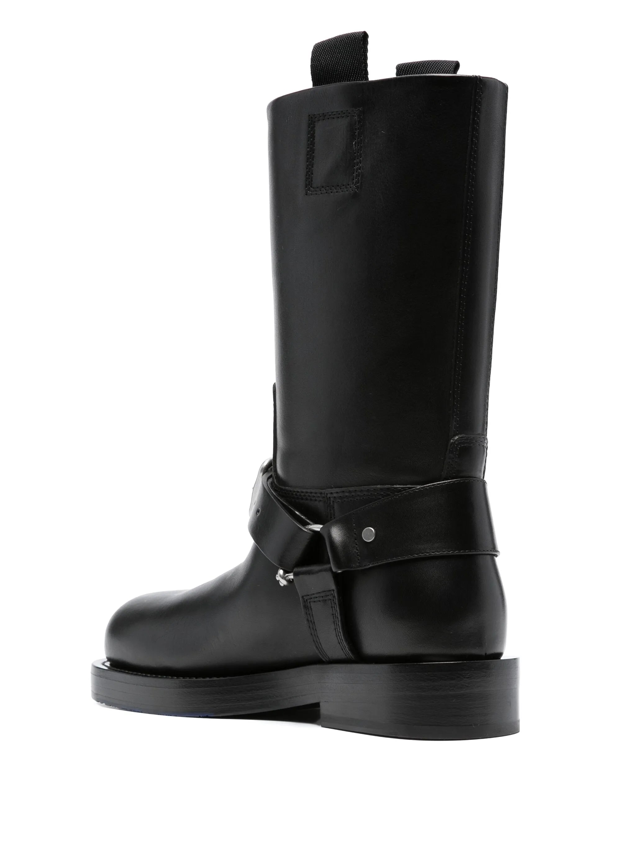 buckled-strap leather boots