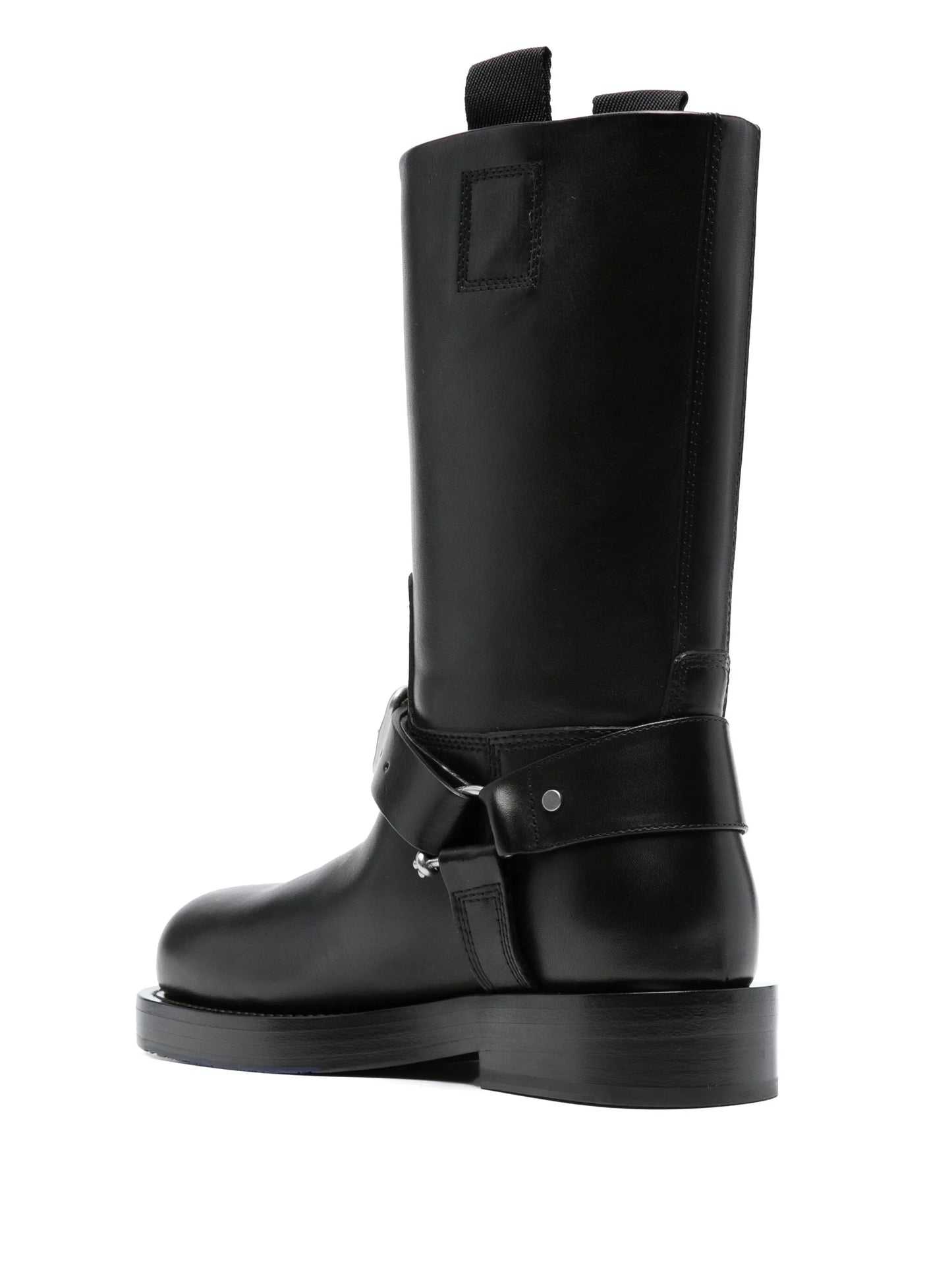 buckled-strap leather boots