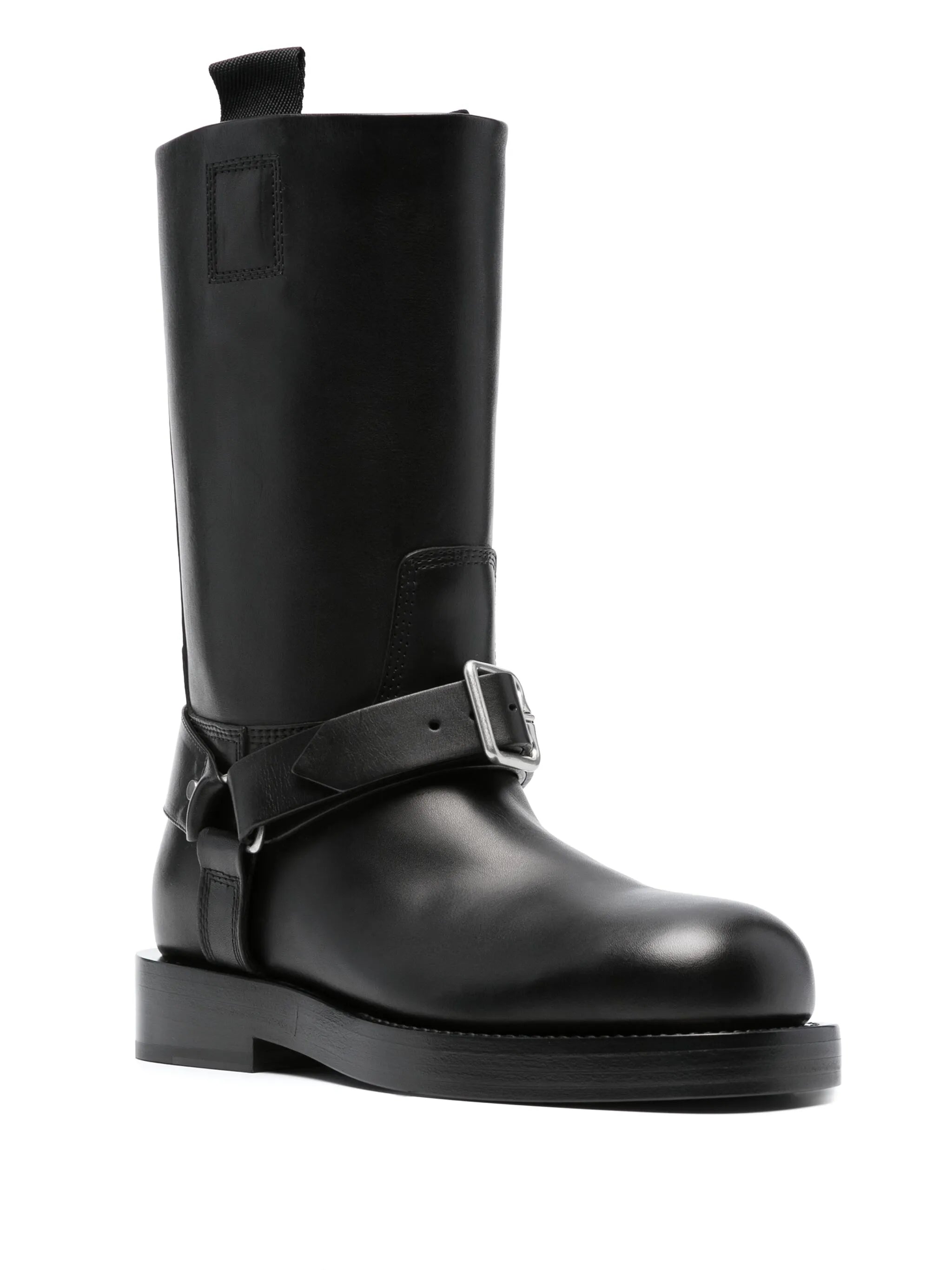 buckled-strap leather boots
