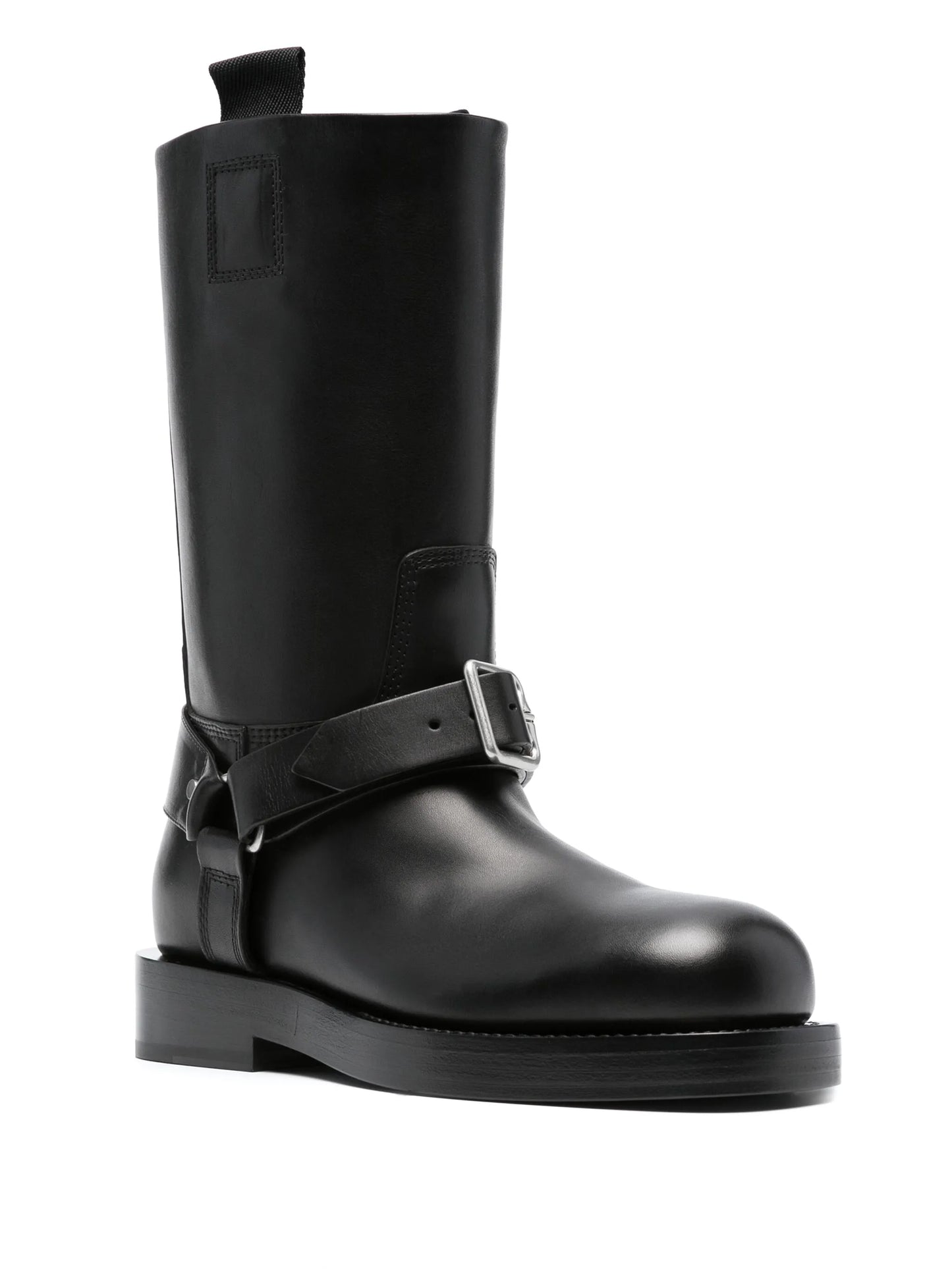 buckled-strap leather boots